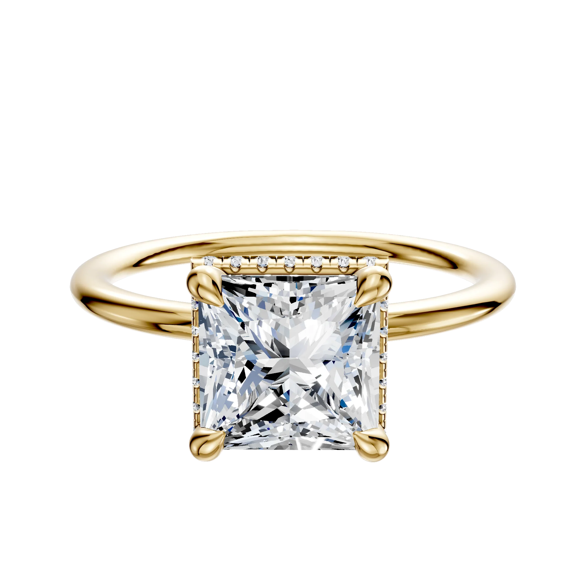 14K Yellow Gold 4 Prong Collar Classic Dome 1.5mm Engagement Ring