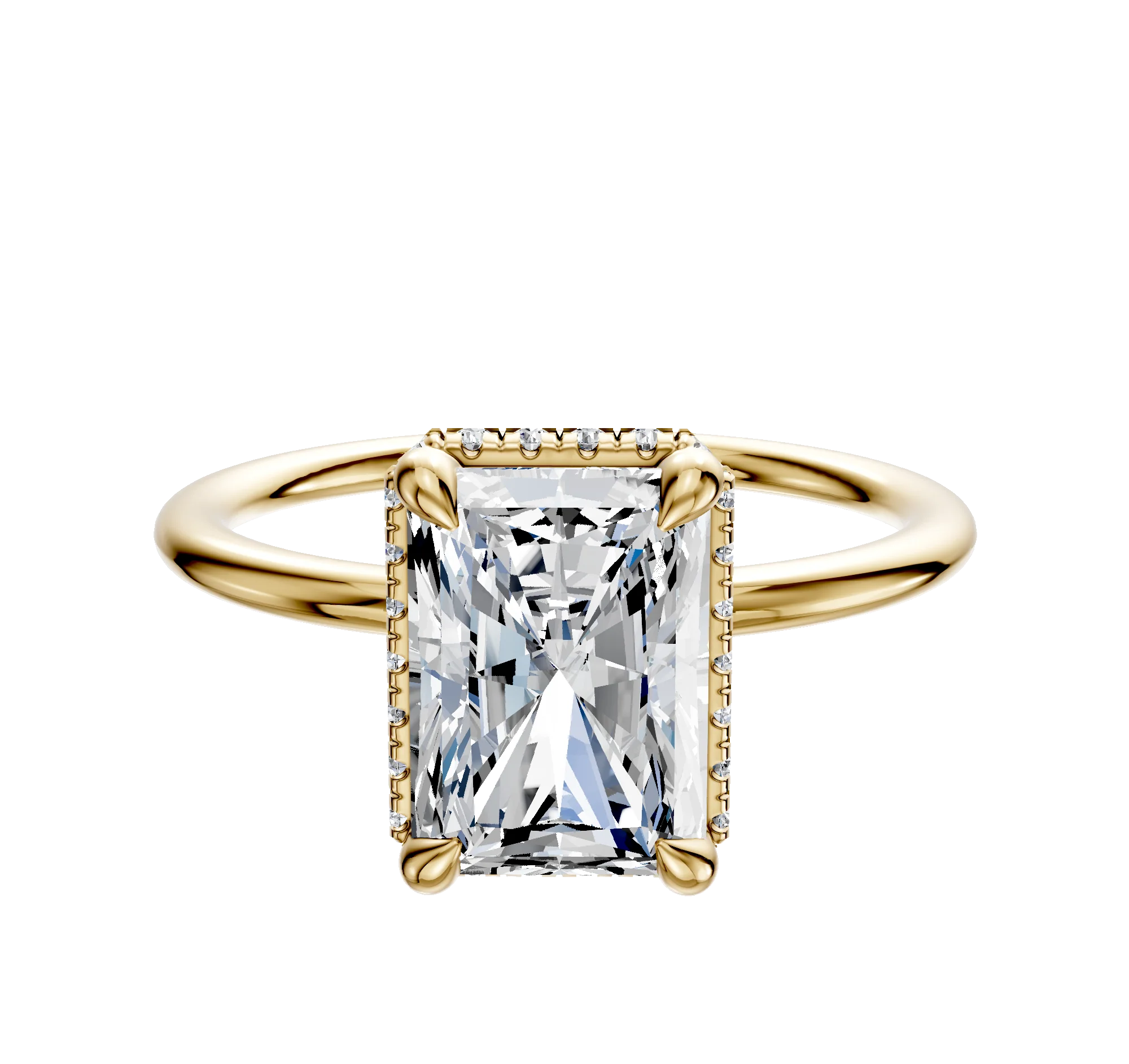 14K Yellow Gold 4 Prong Collar Classic Dome 1.5mm Engagement Ring