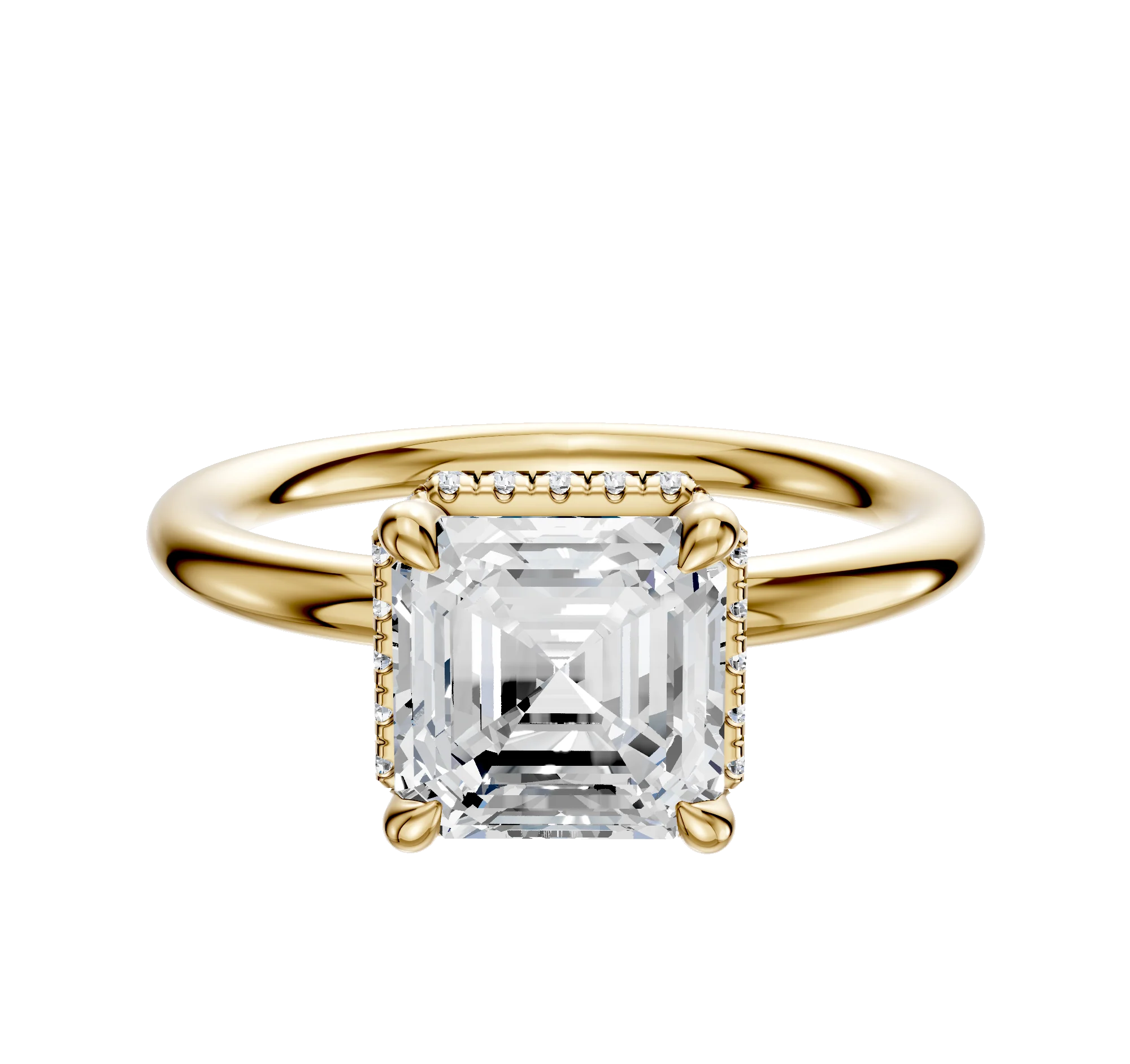 14K Yellow Gold 4 Prong Collar Classic Dome 2.0mm Engagement Ring