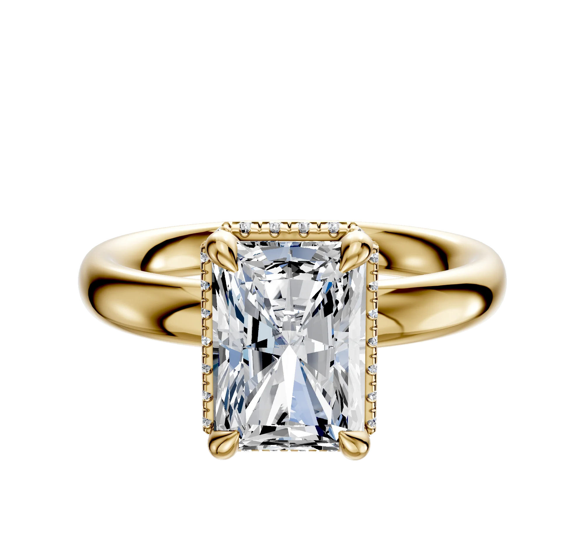 14K Yellow Gold 4 Prong Collar Classic Dome 3.0mm Engagement Ring