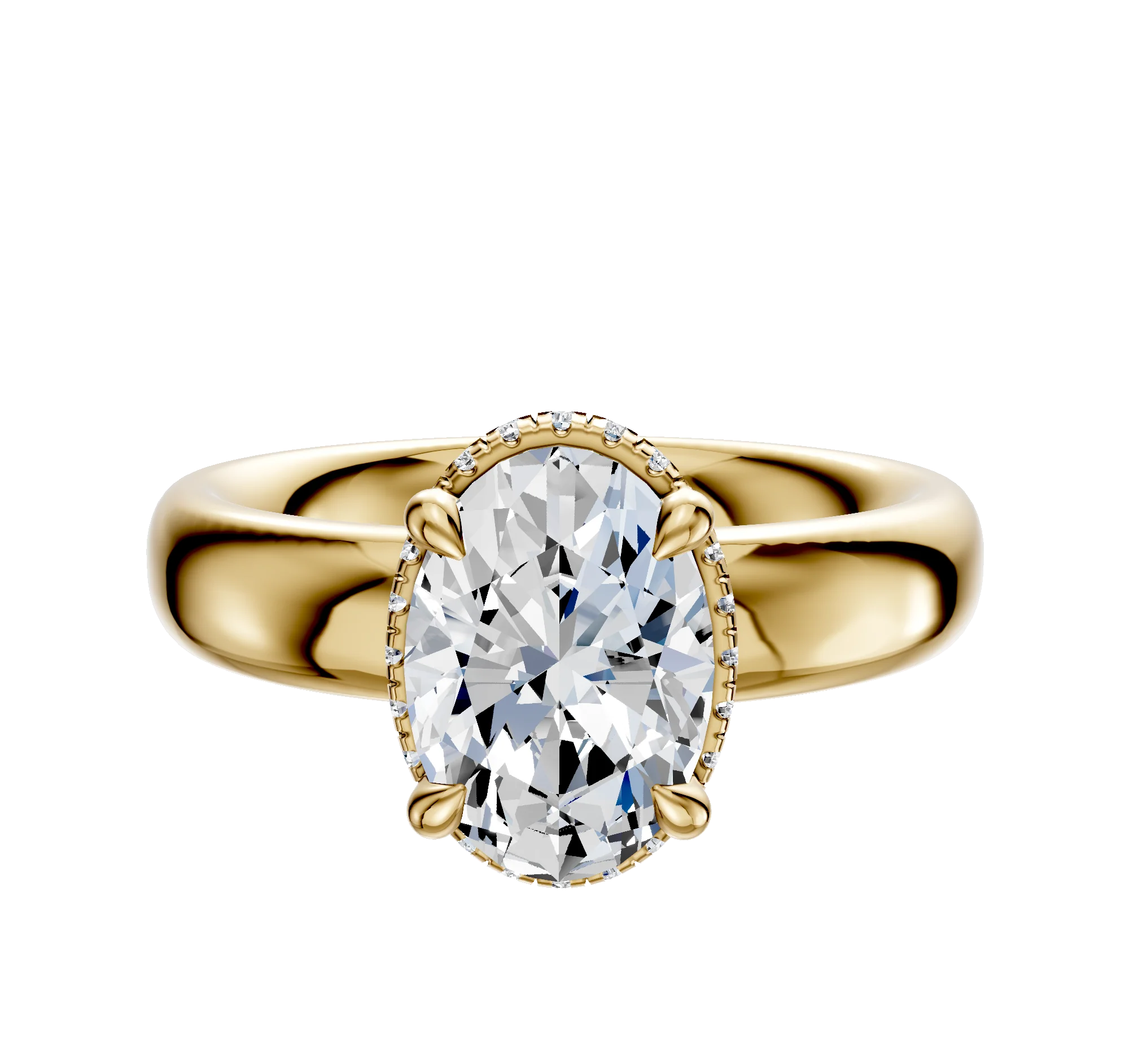 14K Yellow Gold 4 Prong Collar Classic Dome 4.0mm Engagement Ring