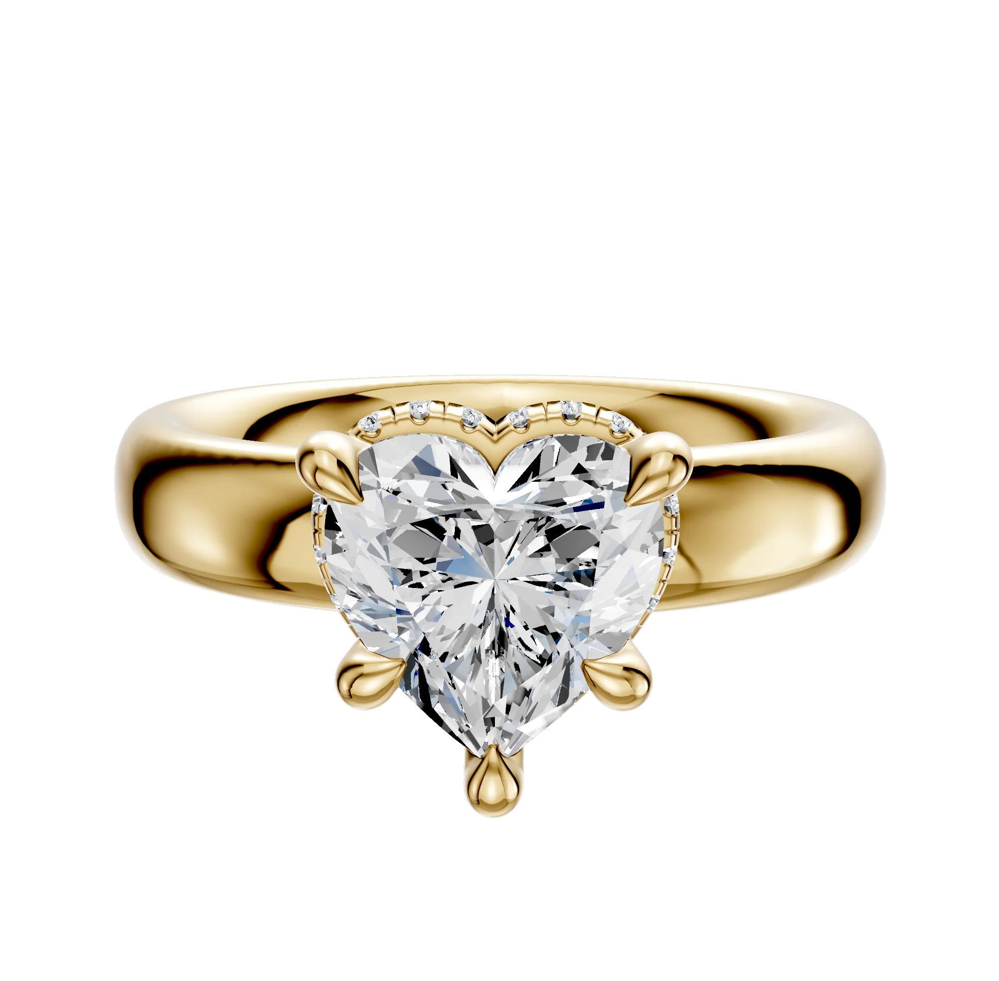 14K Yellow Gold 4 Prong Collar Classic Dome 4.0mm Engagement Ring