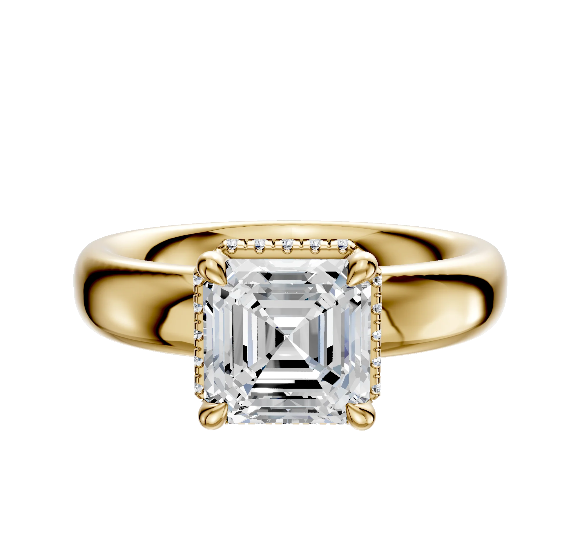 14K Yellow Gold 4 Prong Collar Classic Dome 4.0mm Engagement Ring