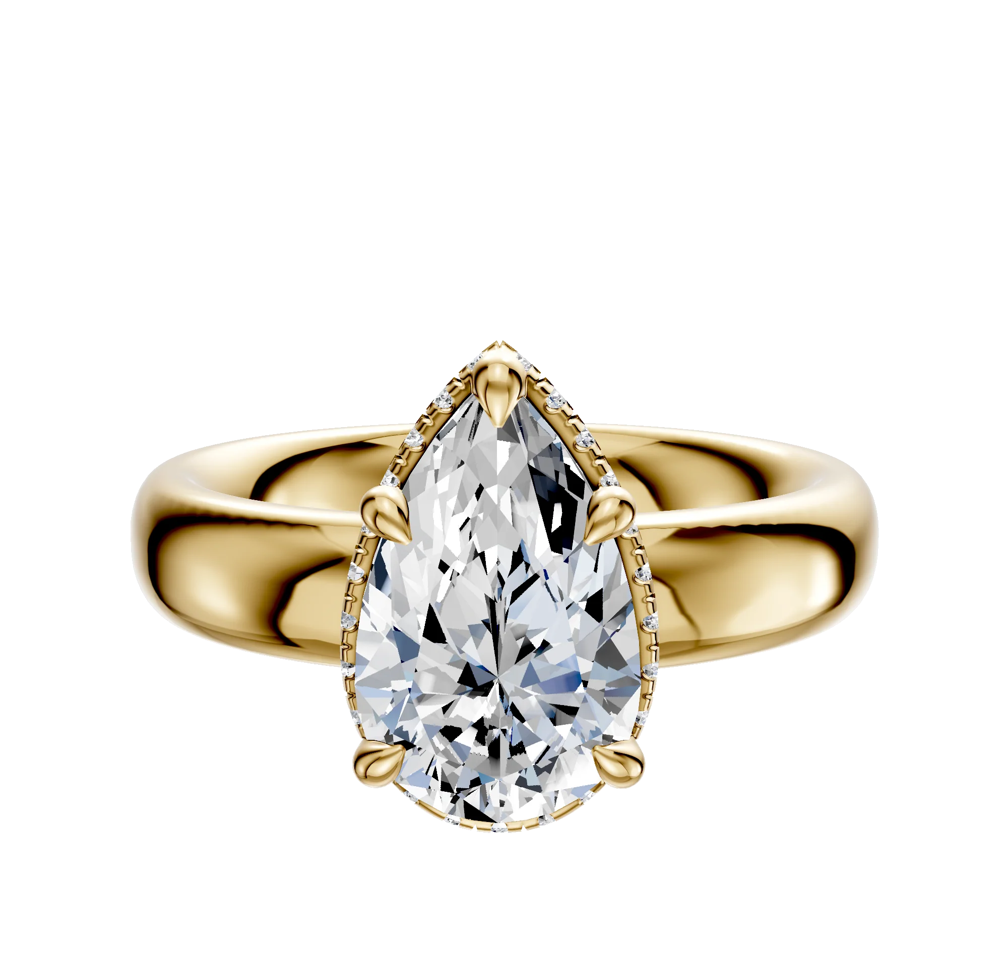 14K Yellow Gold 4 Prong Collar Classic Dome 4.0mm Engagement Ring