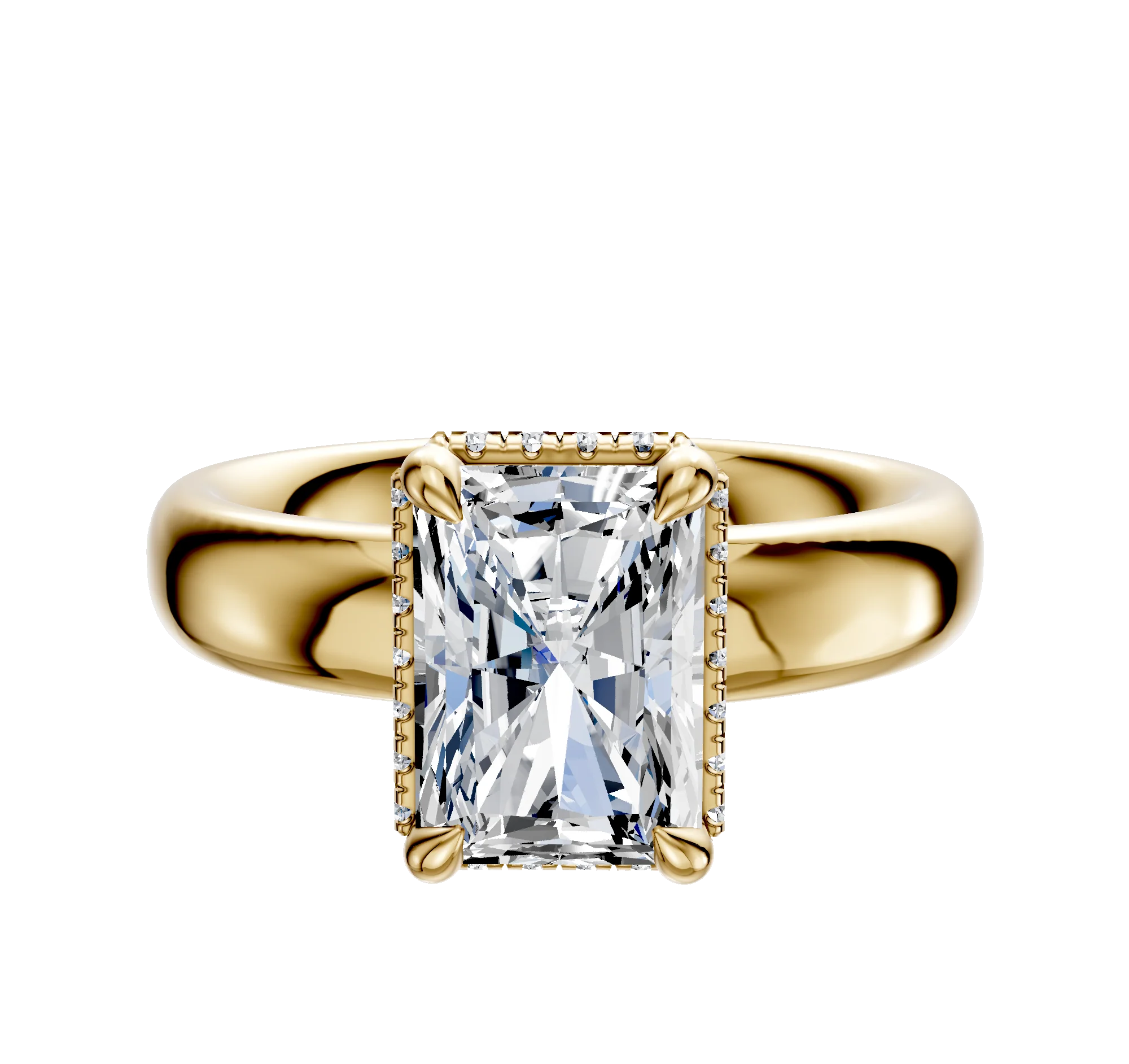 14K Yellow Gold 4 Prong Collar Classic Dome 4.0mm Engagement Ring