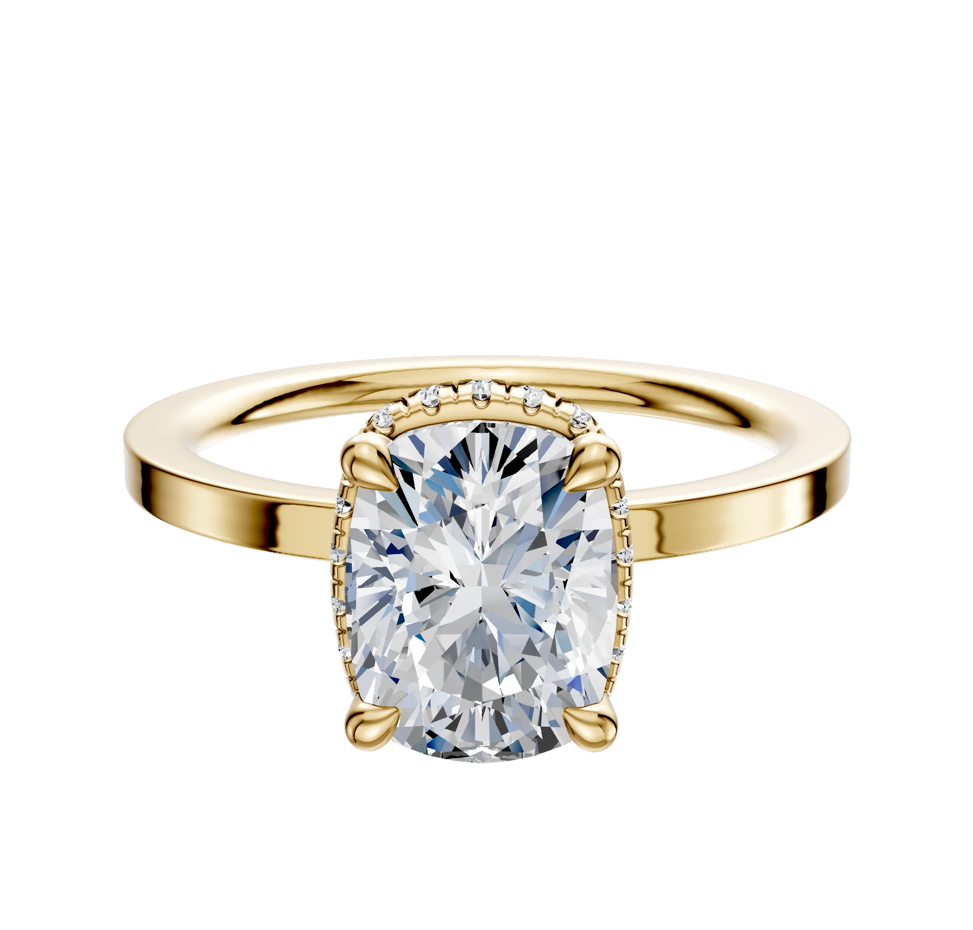 14K Yellow Gold 4 Prong Collar Classic Flat 1.5mm Engagement Ring