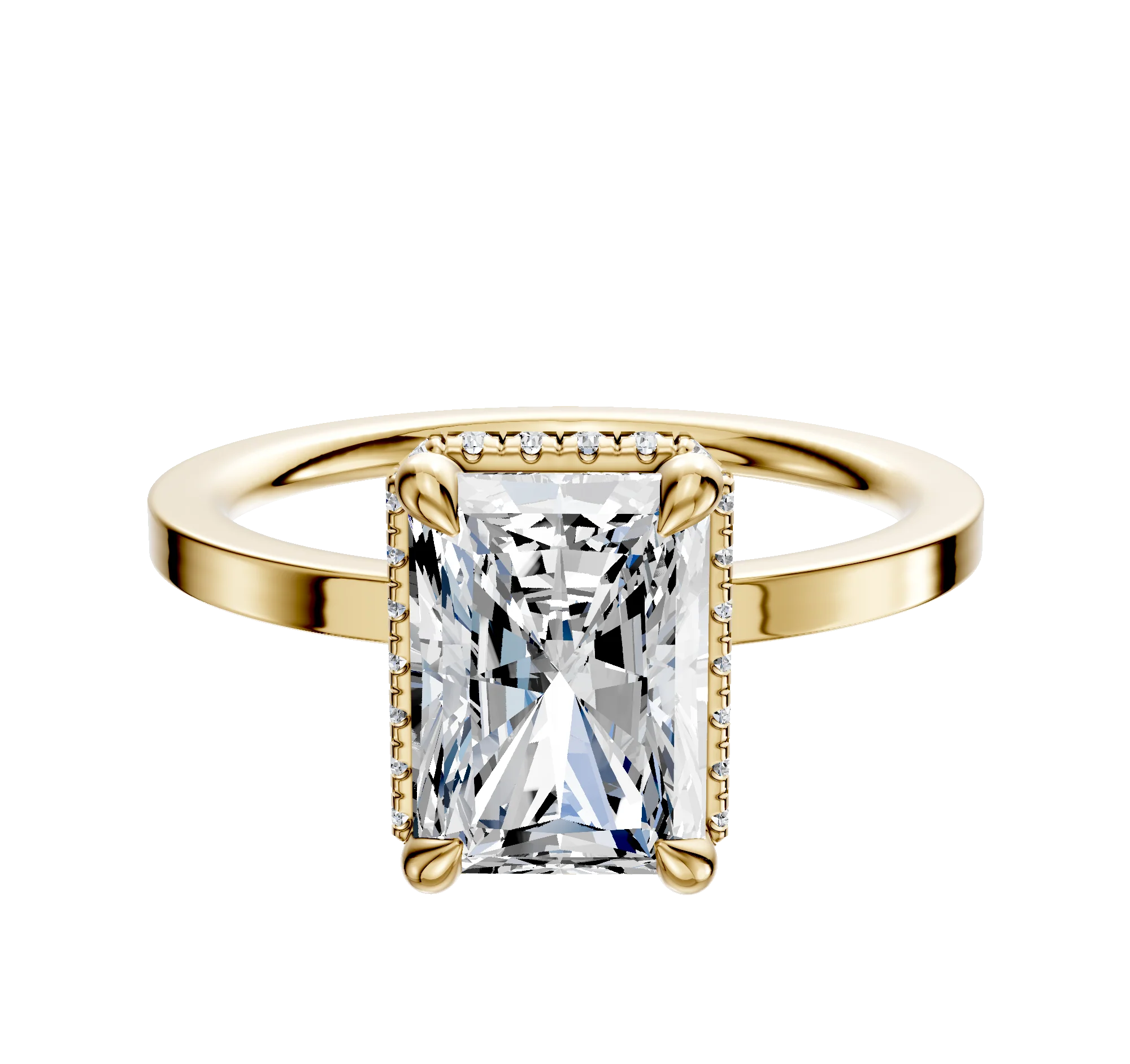 14K Yellow Gold 4 Prong Collar Classic Flat 1.5mm Engagement Ring