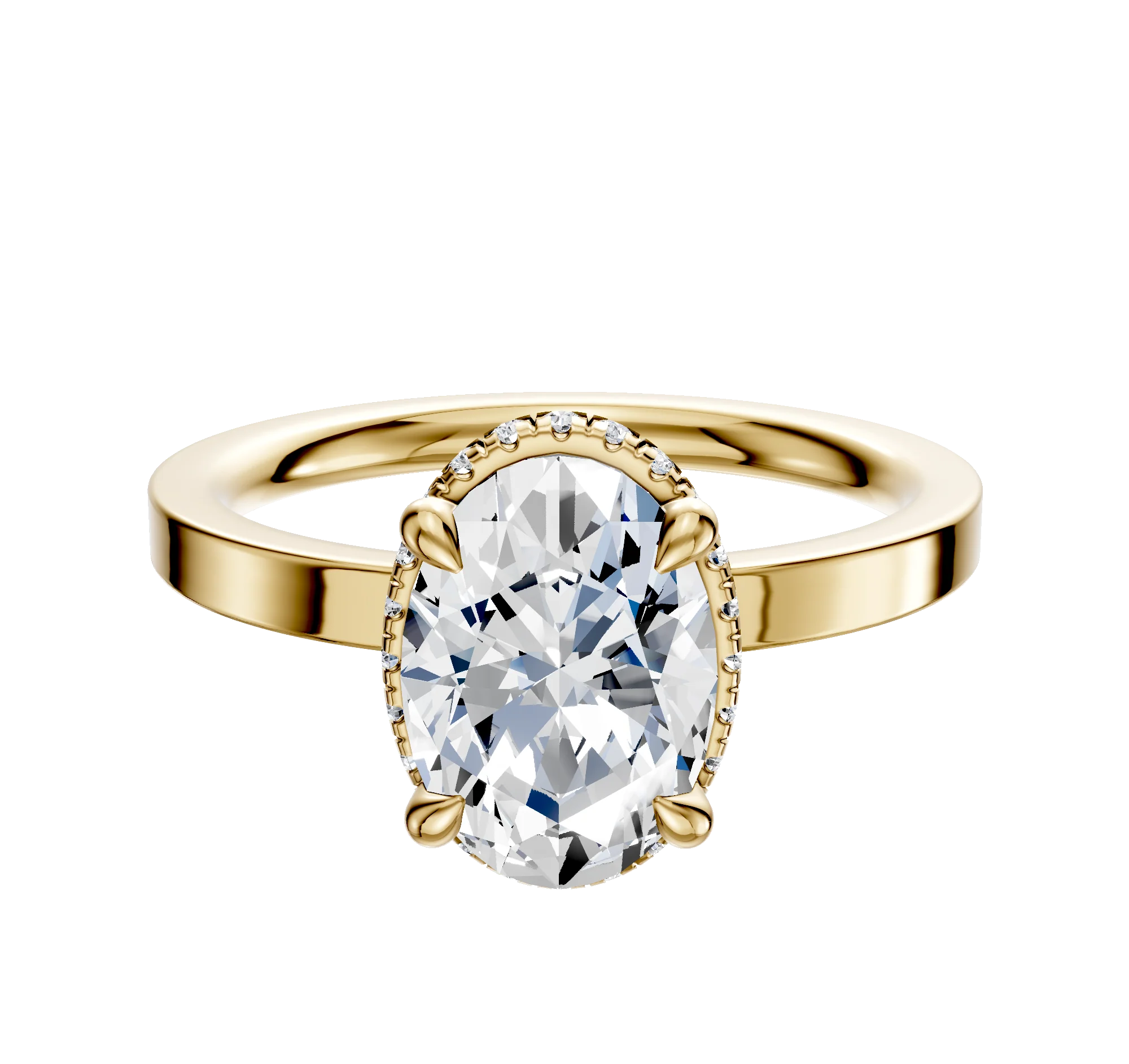 14K Yellow Gold 4 Prong Collar Classic Flat 2.0mm Engagement Ring