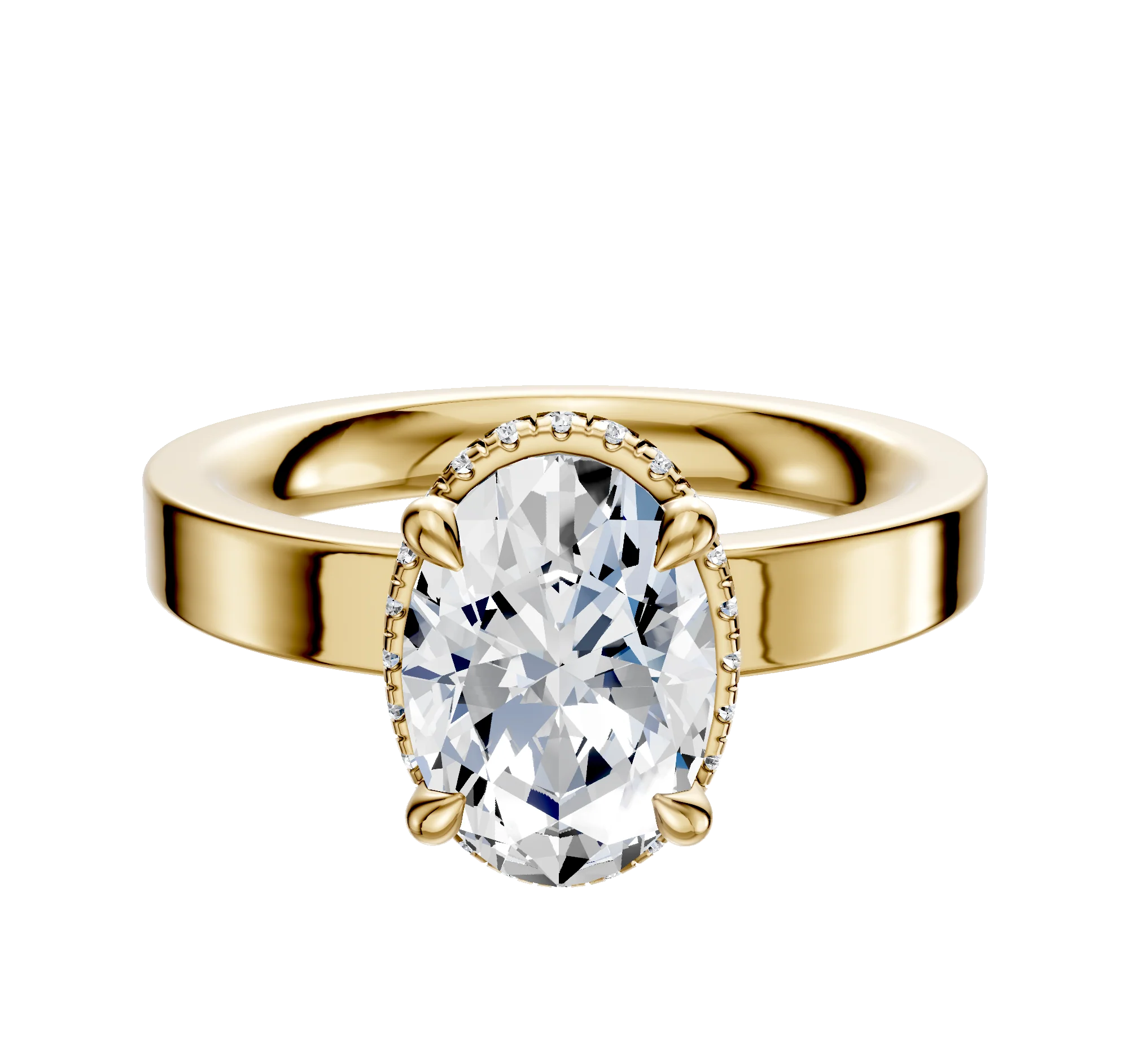 14K Yellow Gold 4 Prong Collar Classic Flat 3.0mm Engagement Ring