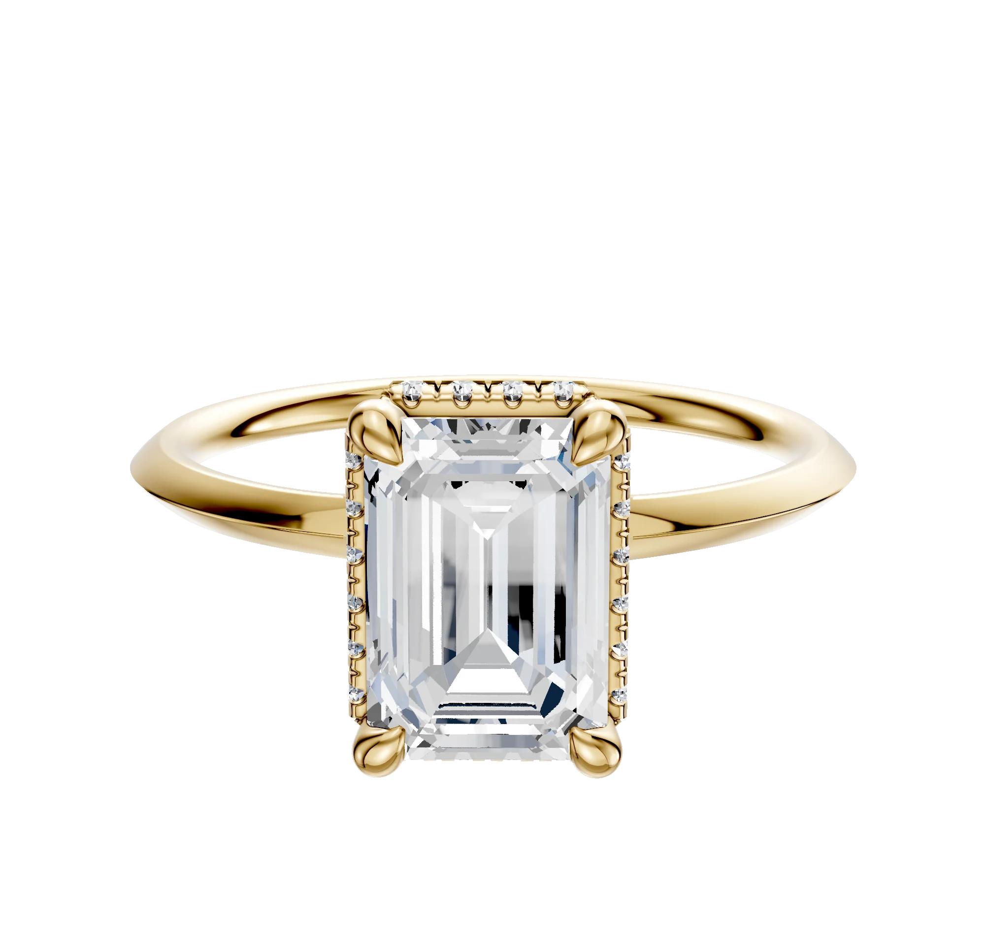 14K Yellow Gold 4 Prong Collar Classic Knife Edge 1.5mm Engagement Ring