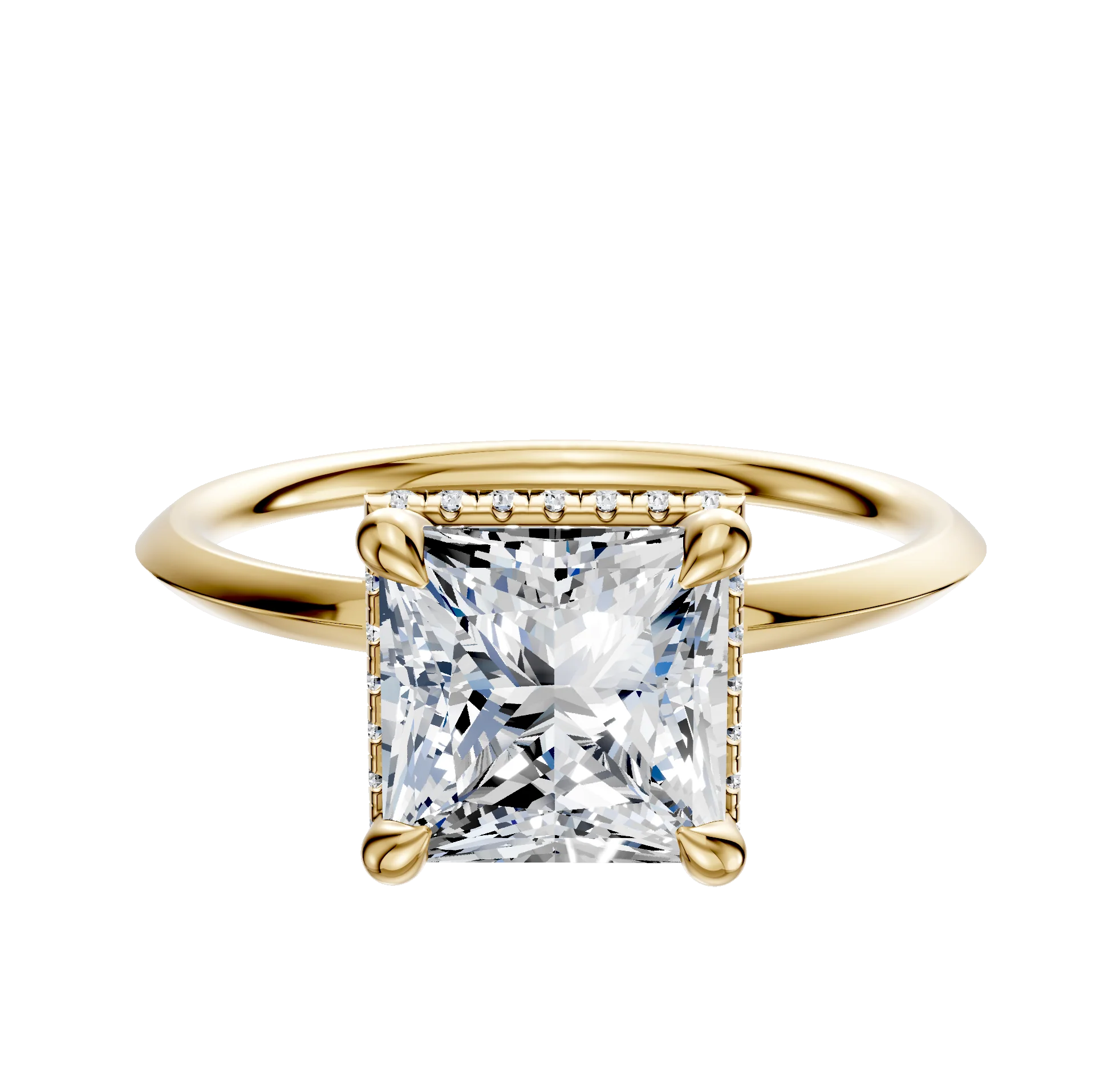 14K Yellow Gold 4 Prong Collar Classic Knife Edge 1.5mm Engagement Ring