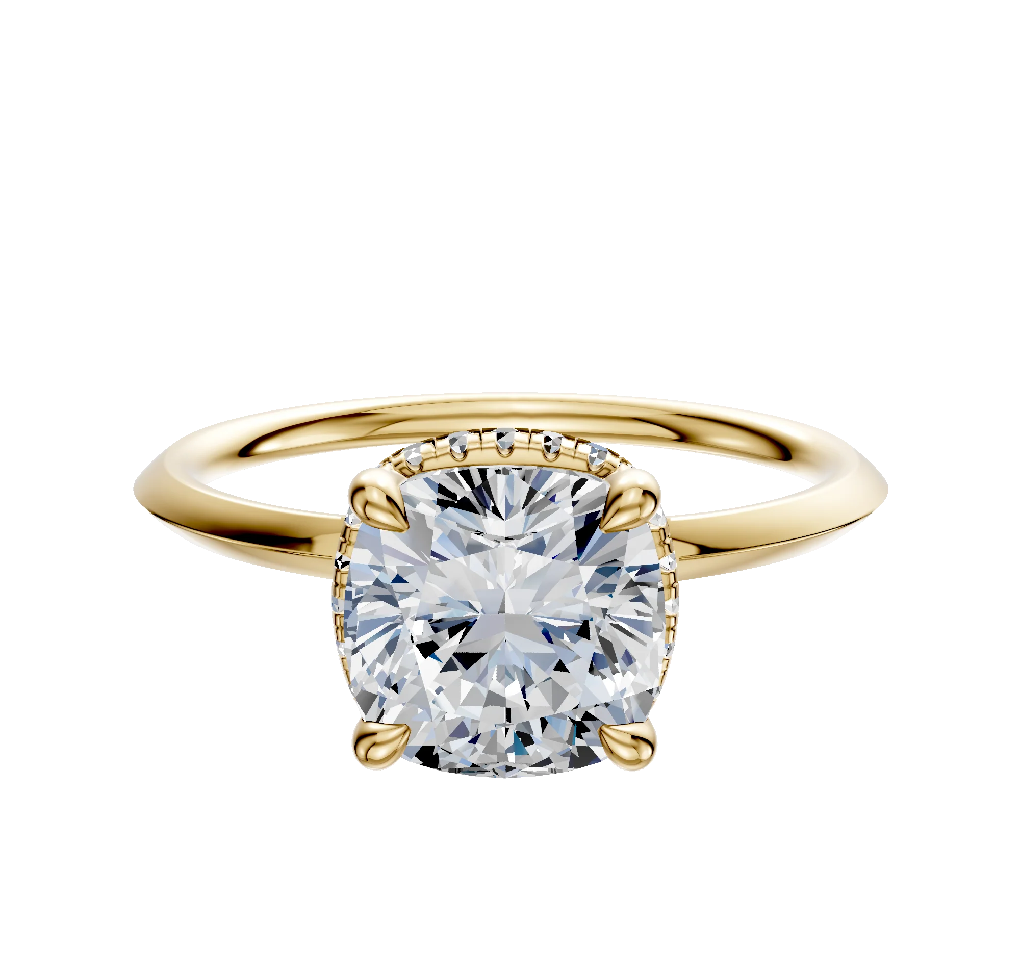 14K Yellow Gold 4 Prong Collar Classic Knife Edge 1.5mm Engagement Ring