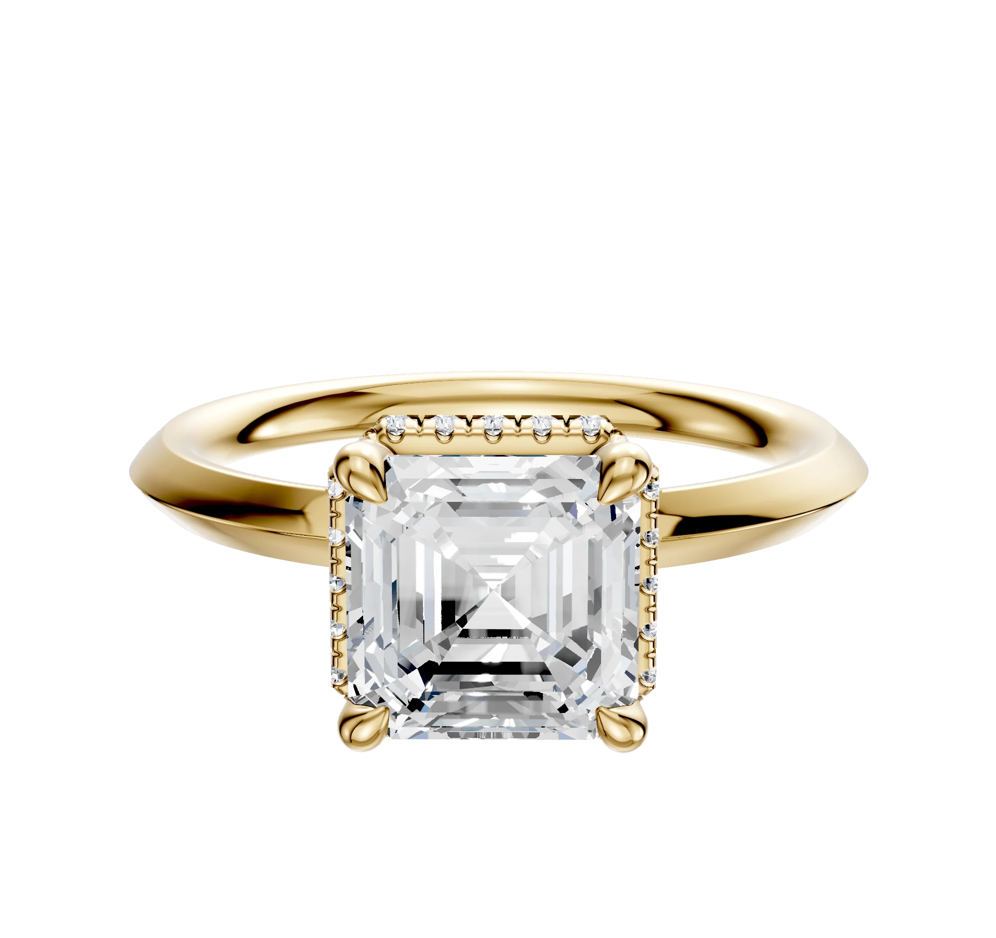 14K Yellow Gold 4 Prong Collar Classic Knife Edge 2.0mm Engagement Ring