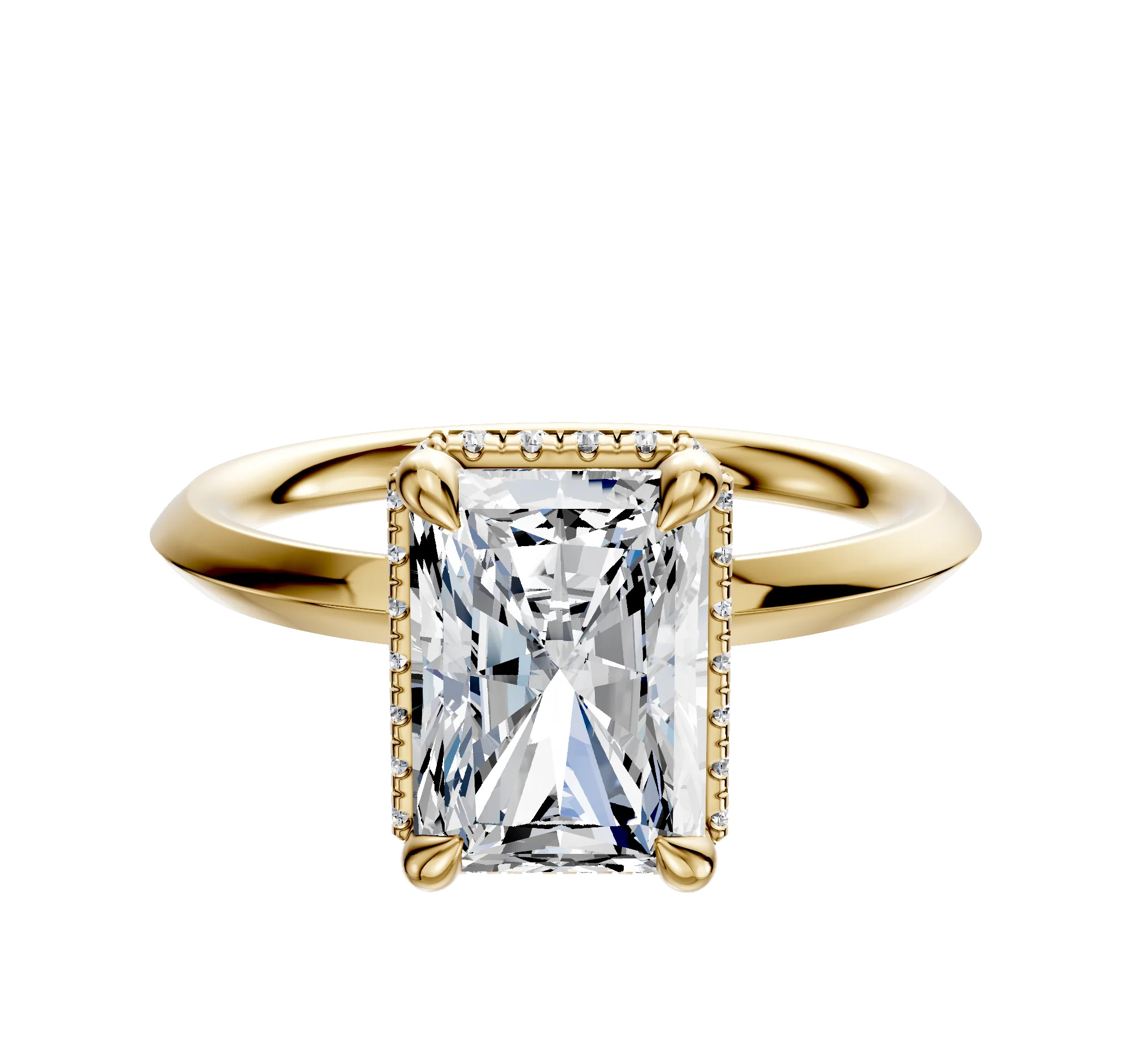 14K Yellow Gold 4 Prong Collar Classic Knife Edge 2.0mm Engagement Ring