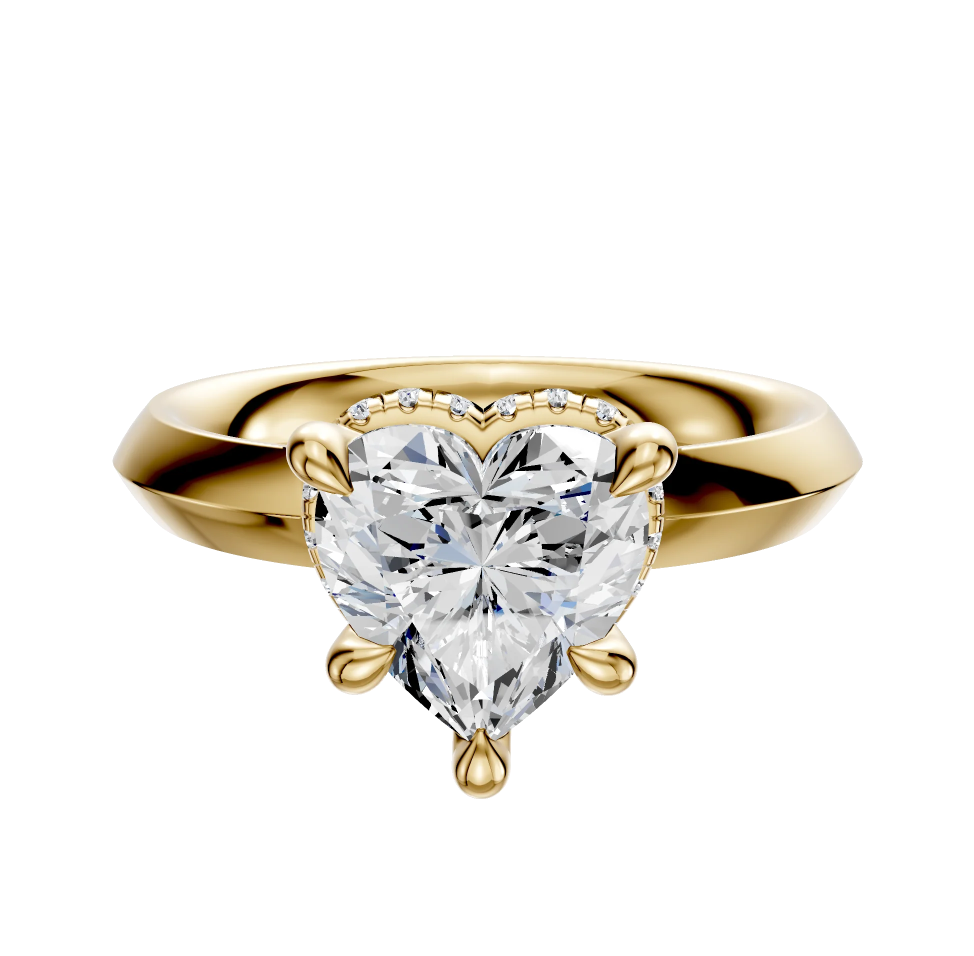 14K Yellow Gold 4 Prong Collar Classic Knife Edge 3.0mm Engagement Ring