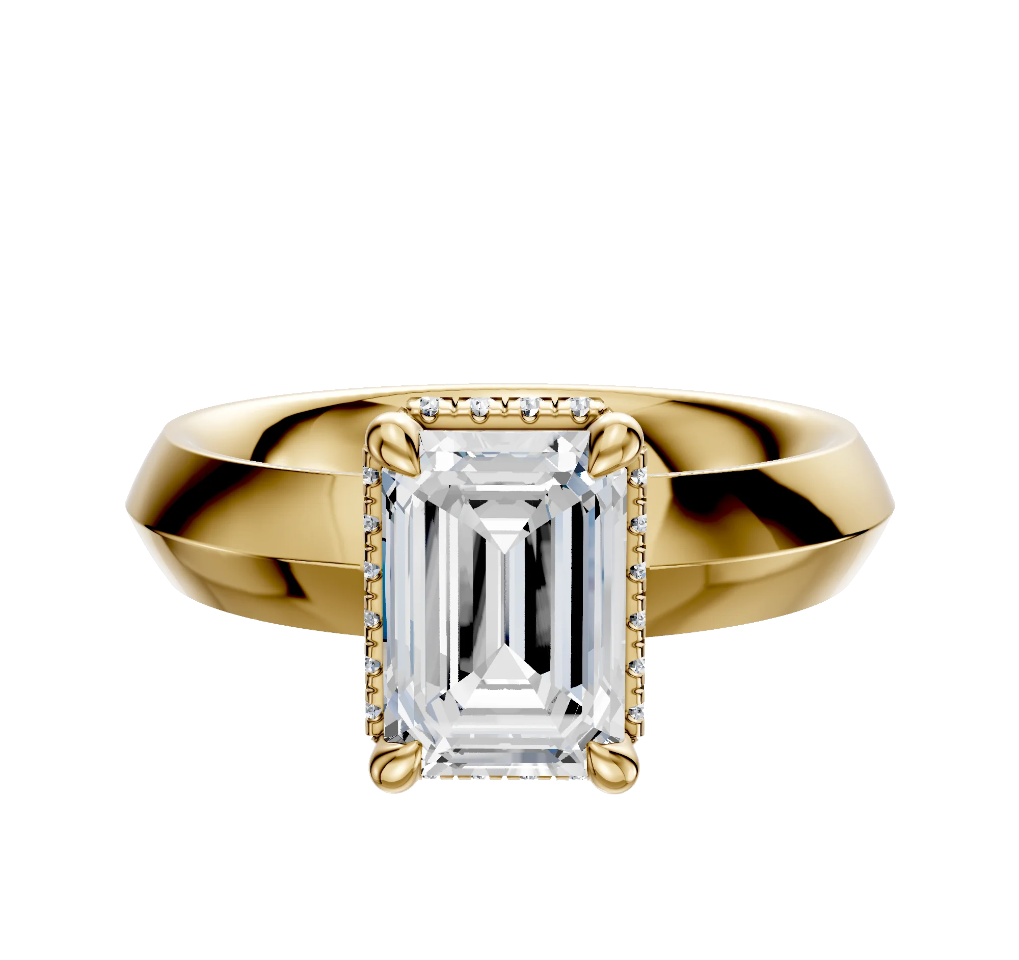 14K Yellow Gold 4 Prong Collar Classic Knife Edge 4.0mm Engagement Ring