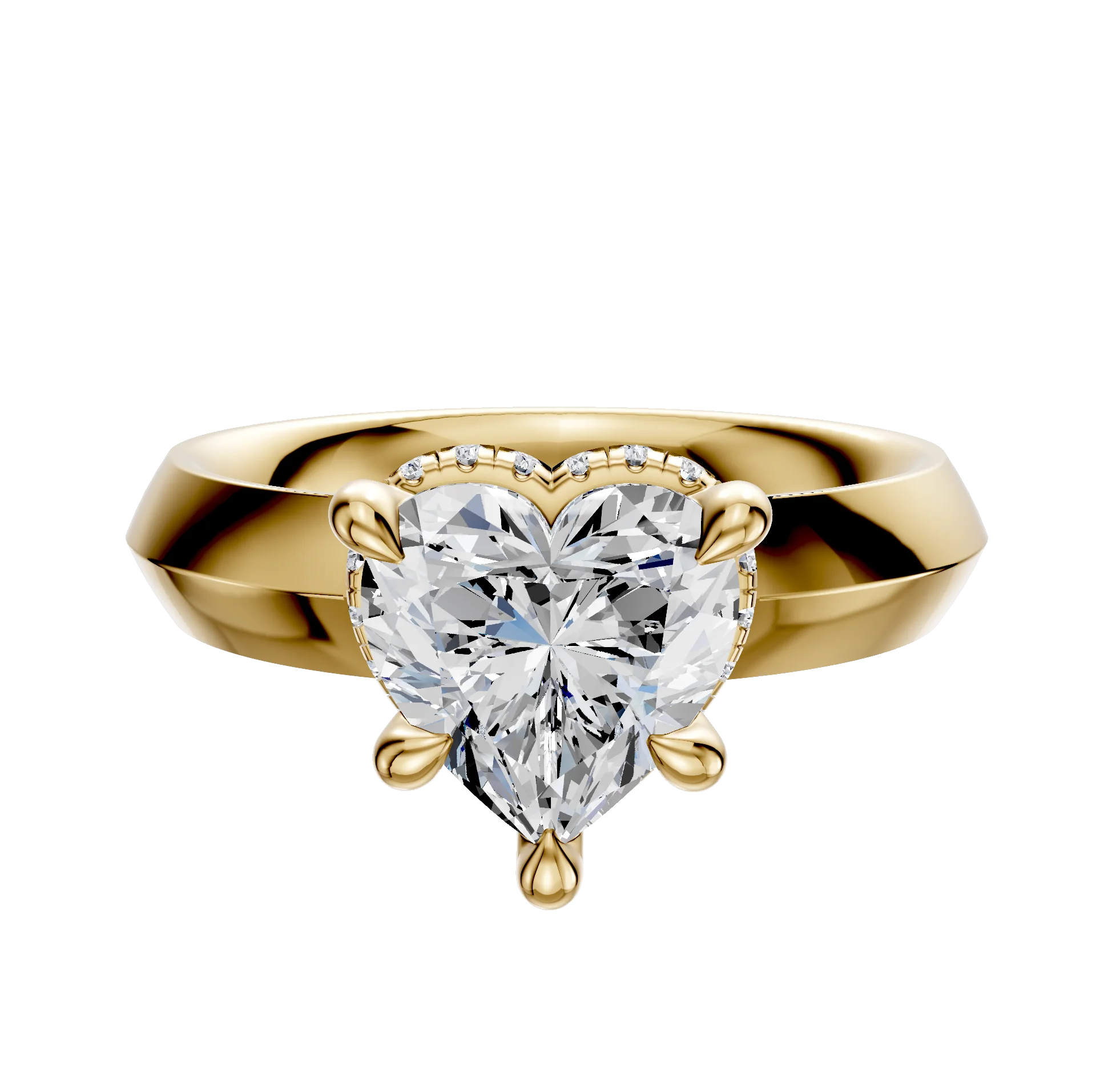14K Yellow Gold 4 Prong Collar Classic Knife Edge 4.0mm Engagement Ring