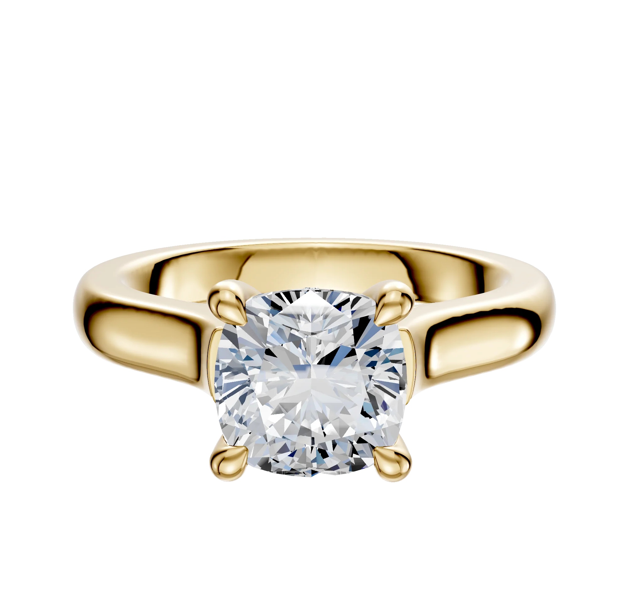 14K Yellow Gold 4 Prong Hidden Halo Cathedral Dome 3.0mm Engagement Ring