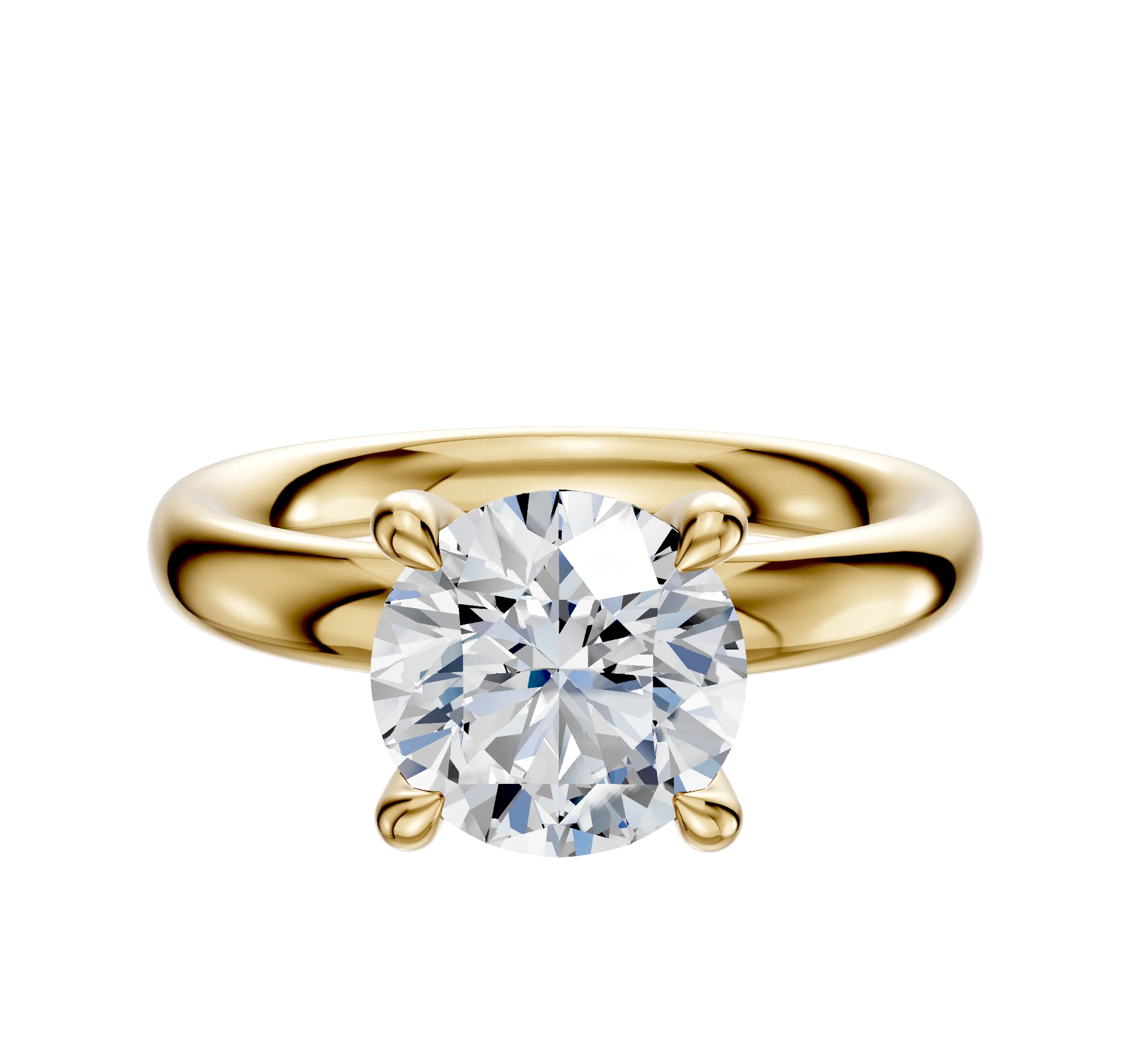14K Yellow Gold 4 Prong Hidden Halo Classic Dome 3.0mm Engagement Ring