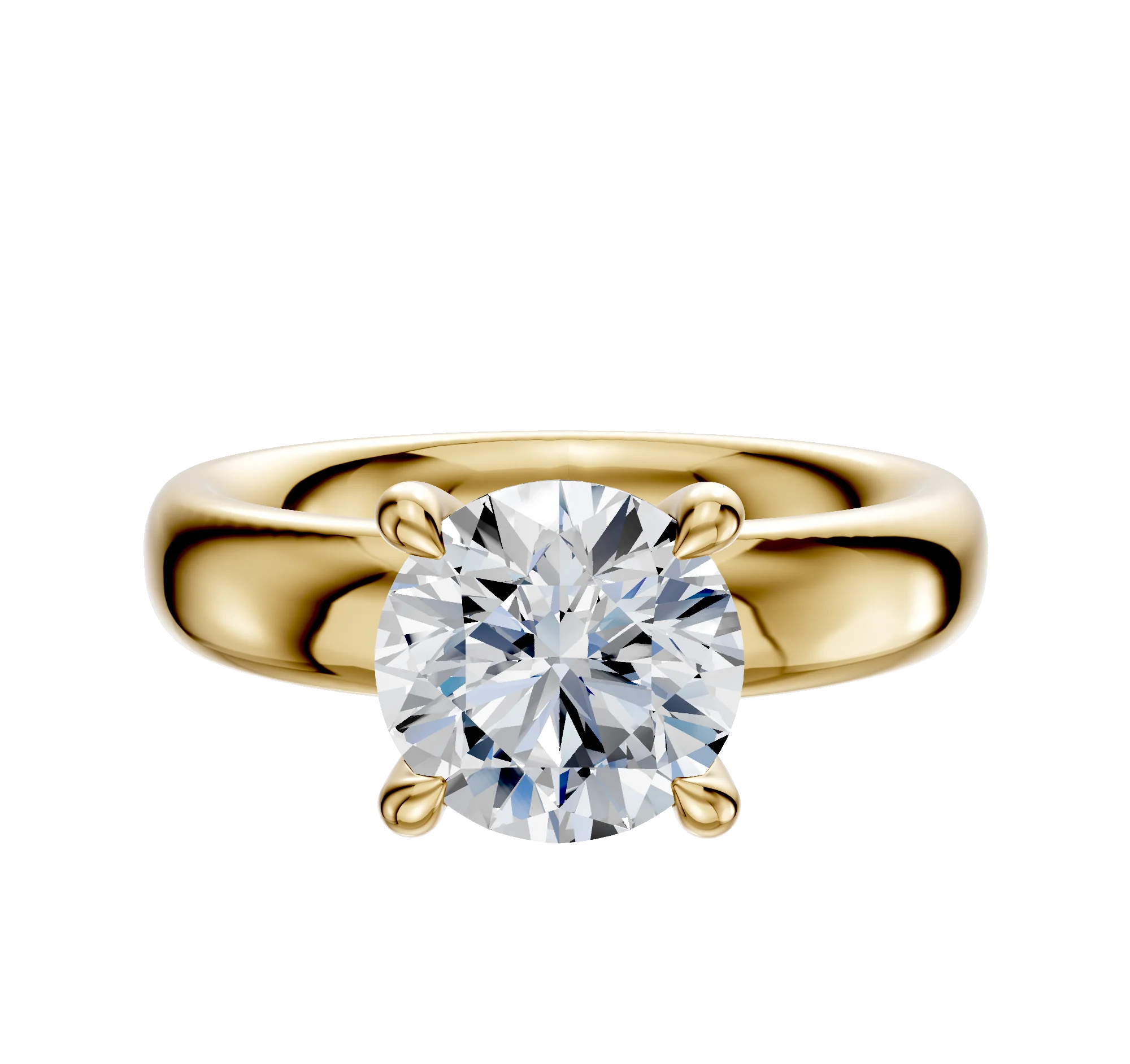 14K Yellow Gold 4 Prong Hidden Halo Classic Dome 4.0mm Engagement Ring