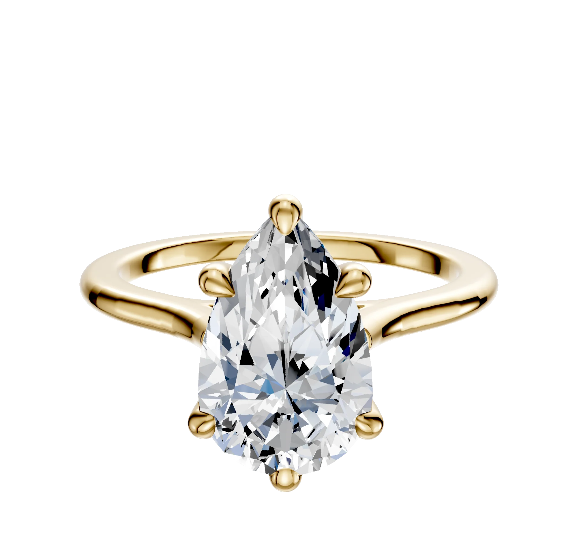 14K Yellow Gold 6 Prong Basket Cathedral Dome 1.5mm Engagement Ring