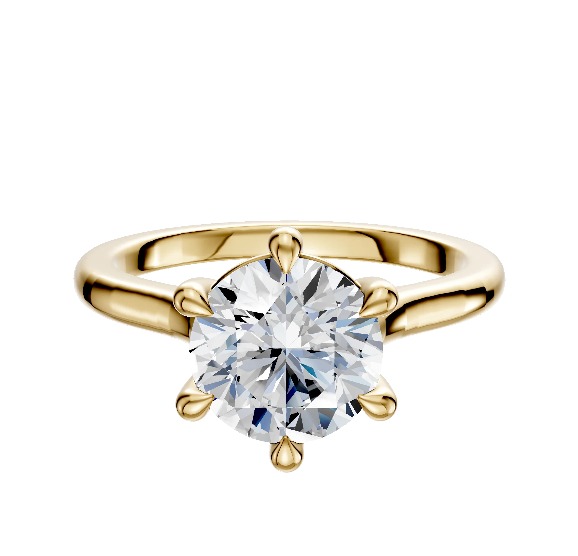 14K Yellow Gold 6 Prong Basket Cathedral Dome 2.0mm Engagement Ring