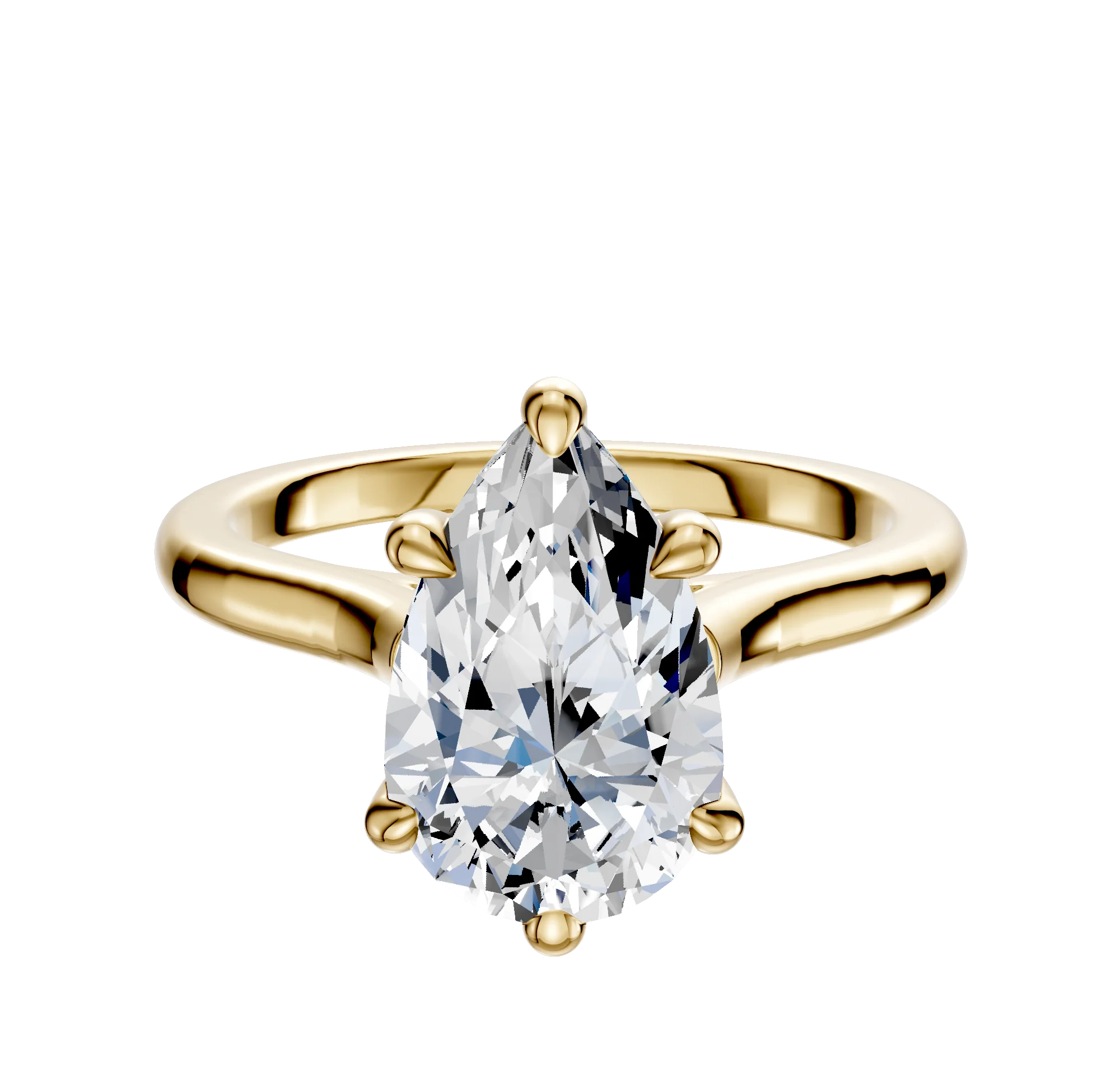 14K Yellow Gold 6 Prong Basket Cathedral Dome 2.0mm Engagement Ring