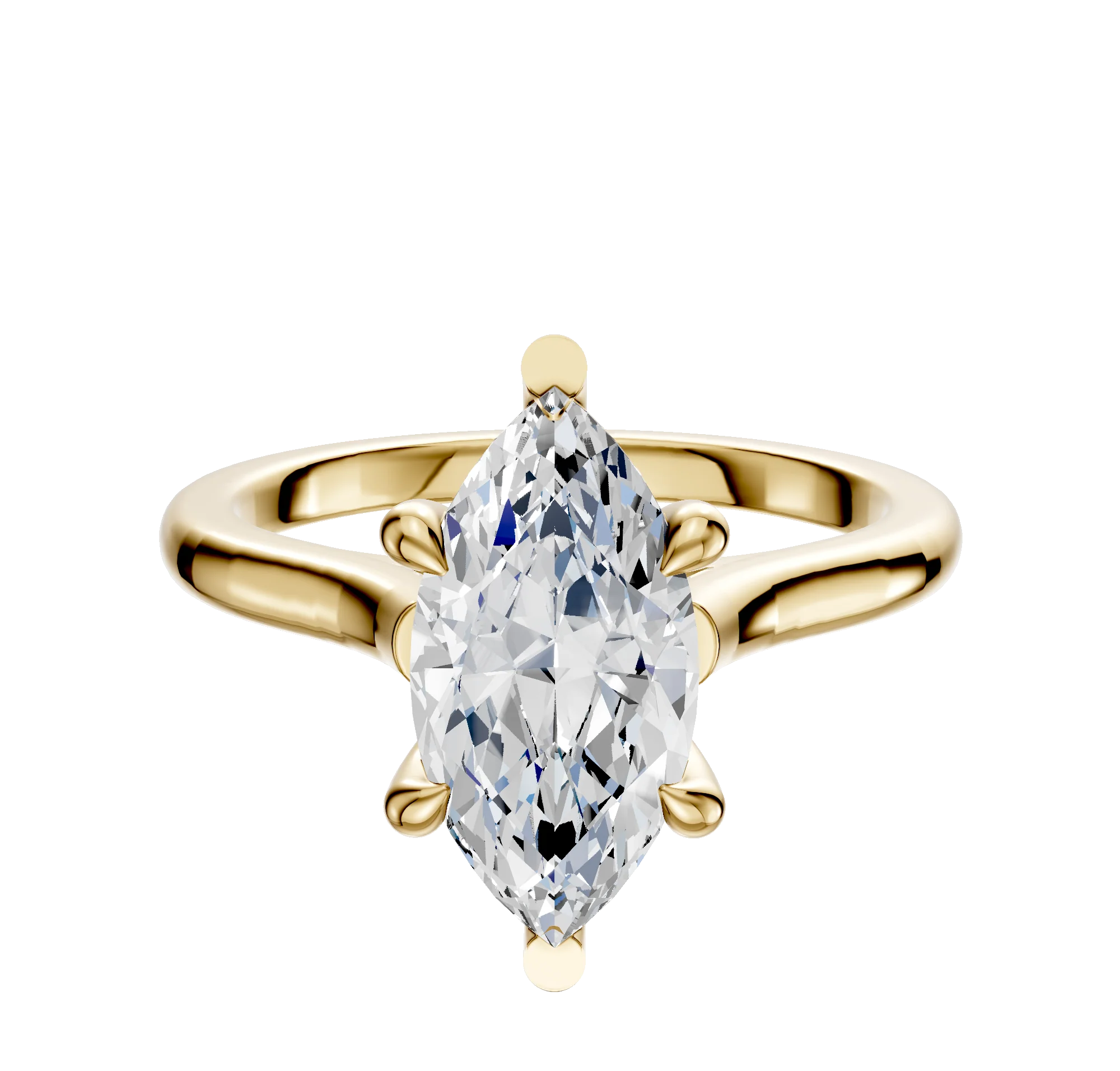 14K Yellow Gold 6 Prong Basket Cathedral Dome 2.0mm Engagement Ring