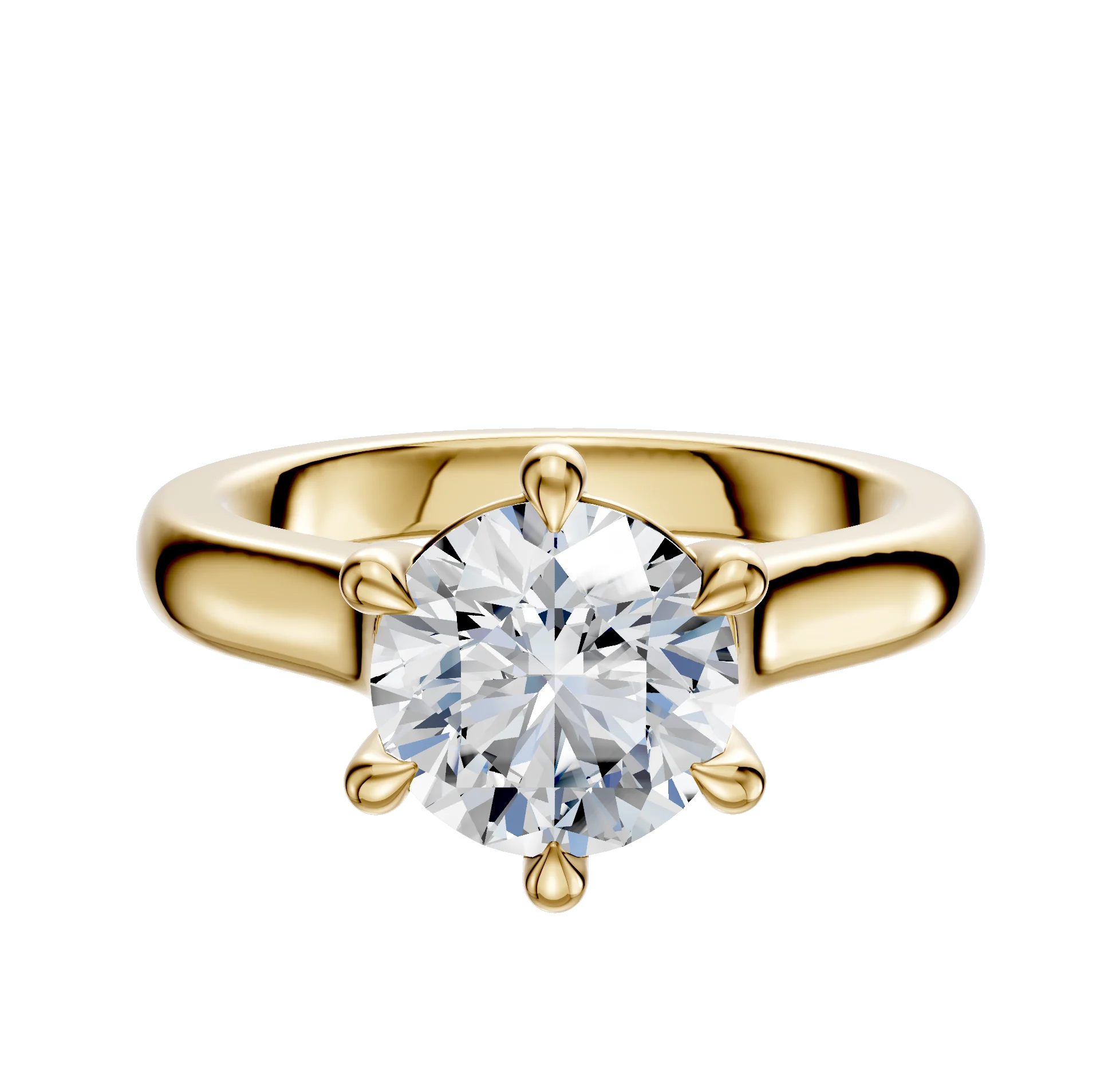 14K Yellow Gold 6 Prong Basket Cathedral Dome 3.0mm Engagement Ring