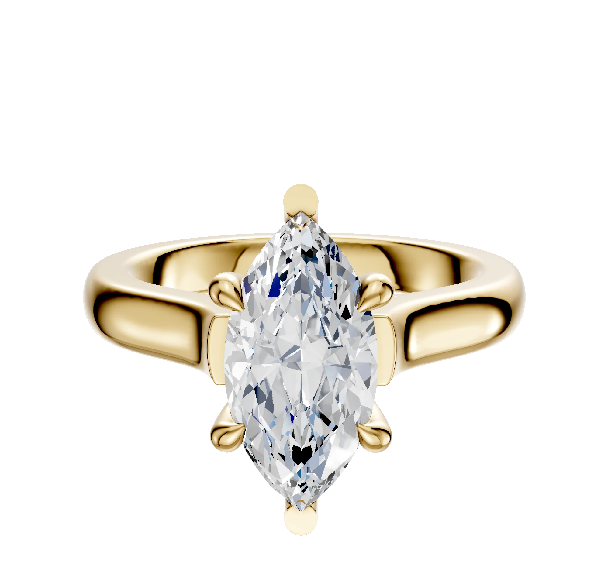 14K Yellow Gold 6 Prong Basket Cathedral Dome 3.0mm Engagement Ring