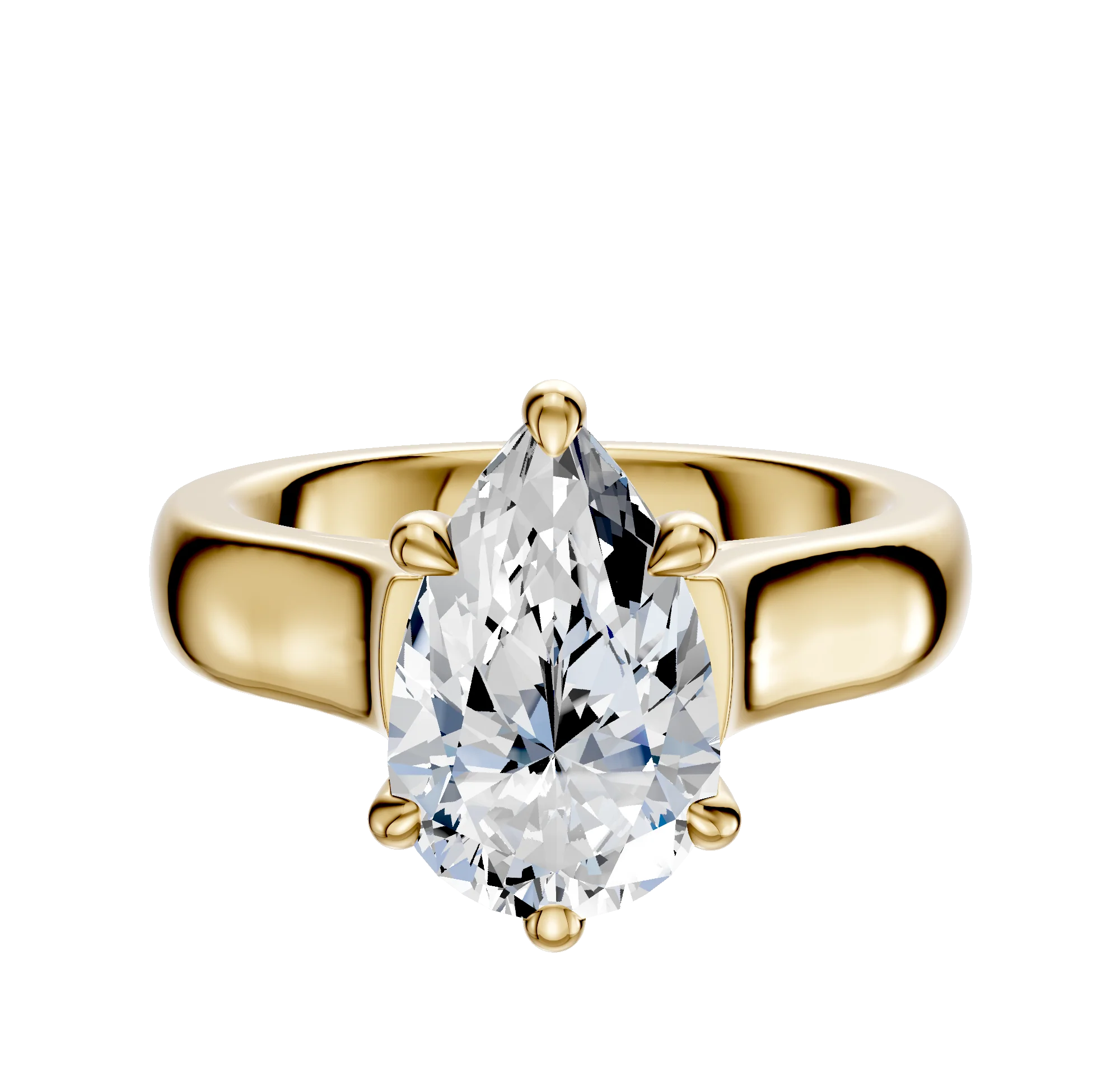 14K Yellow Gold 6 Prong Basket Cathedral Dome 4.0mm Engagement Ring