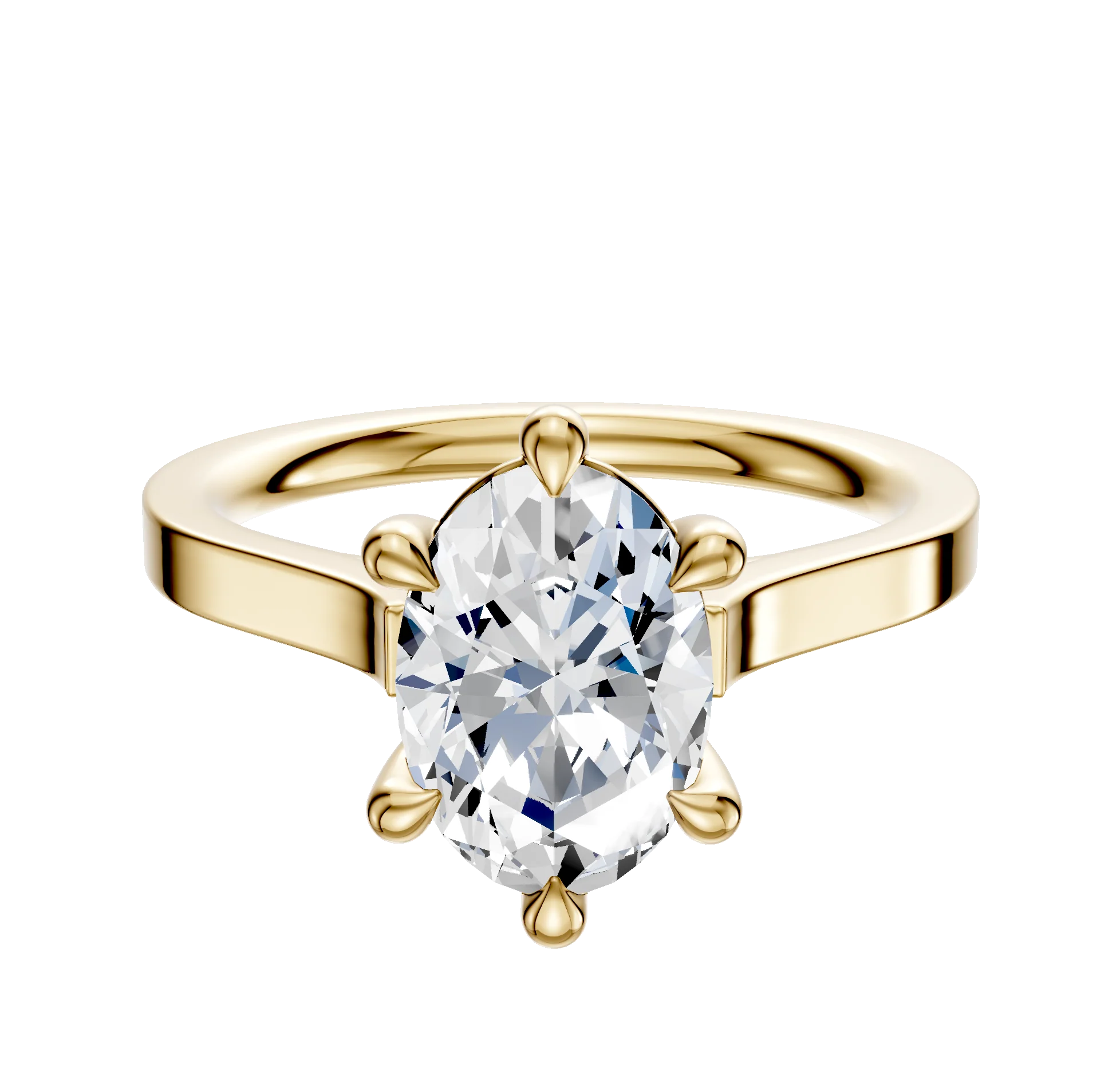 14K Yellow Gold 6 Prong Basket Cathedral Flat 2.0mm Engagement Ring
