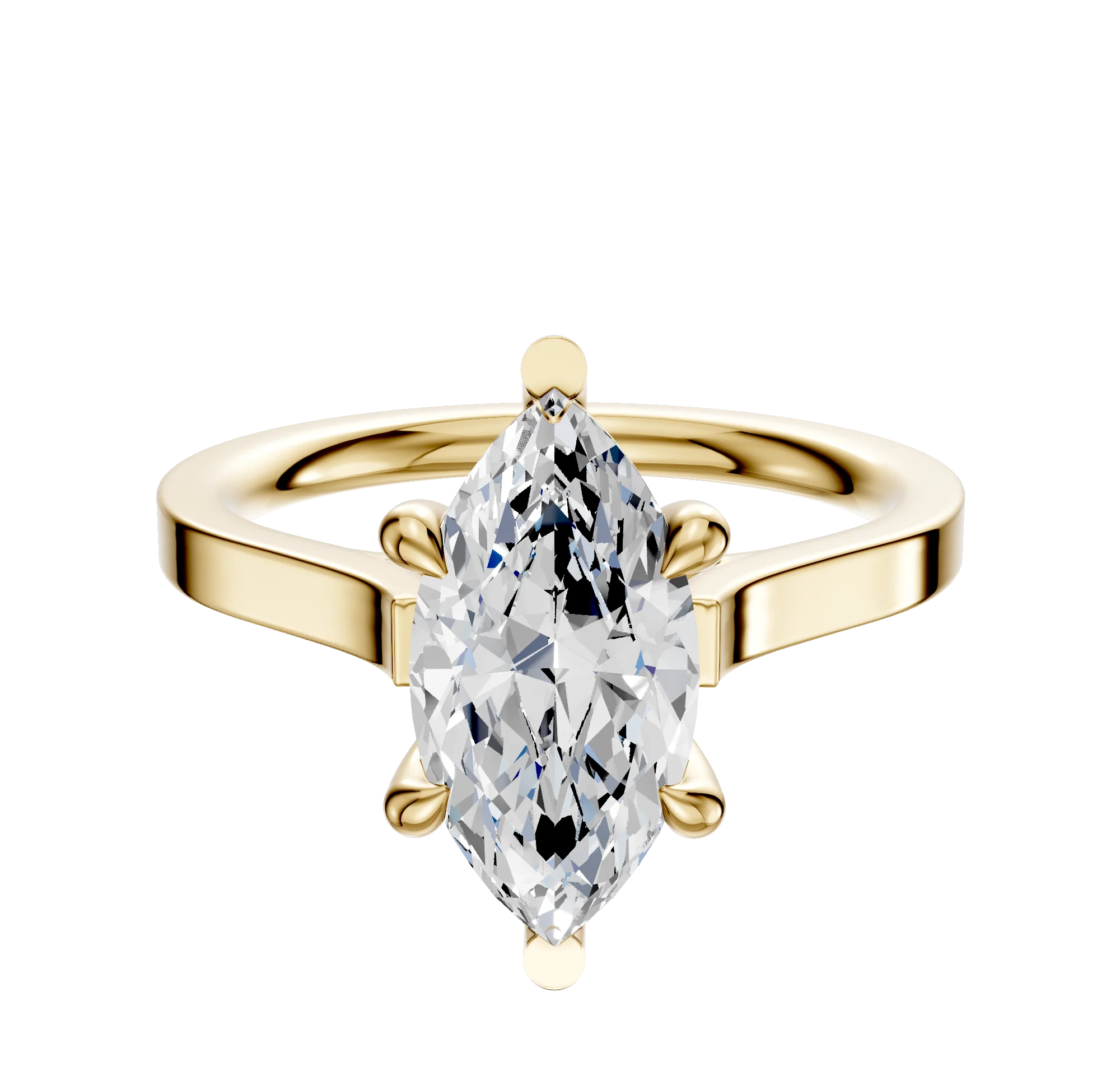 14K Yellow Gold 6 Prong Basket Cathedral Flat 2.0mm Engagement Ring