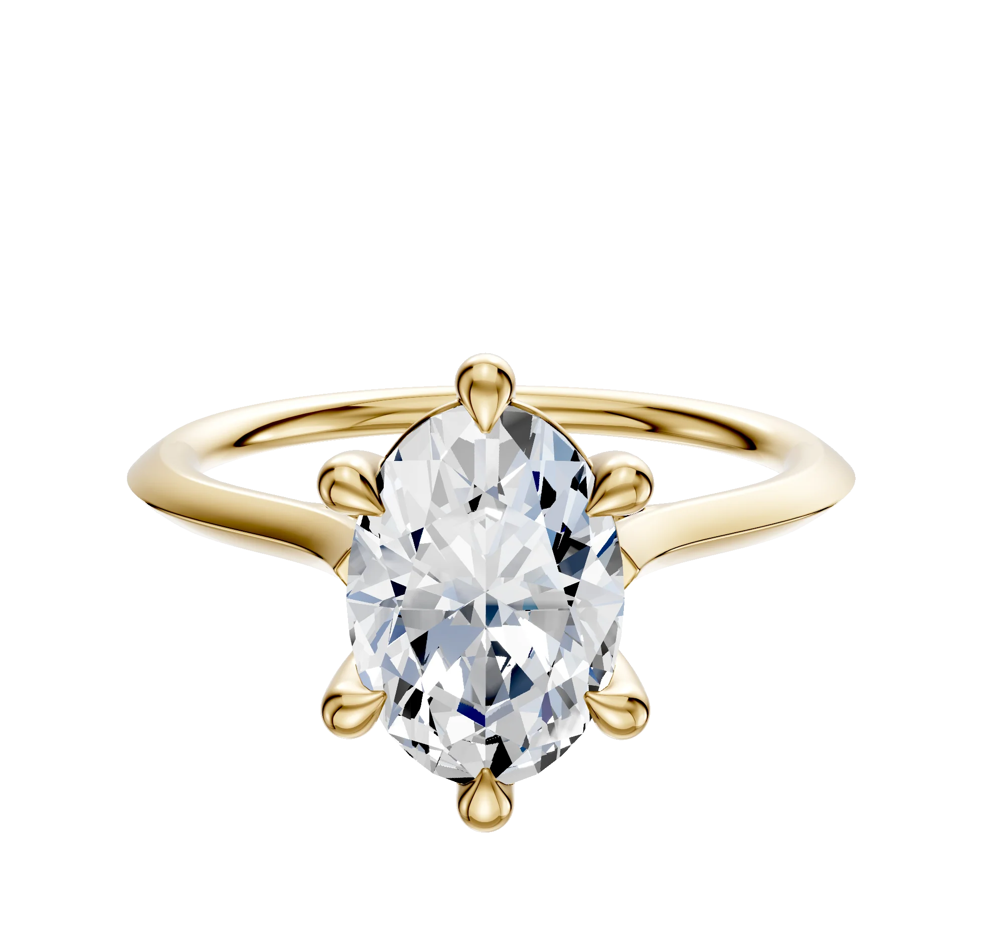 14K Yellow Gold 6 Prong Basket Cathedral Knife Edge 1.5mm Engagement Ring