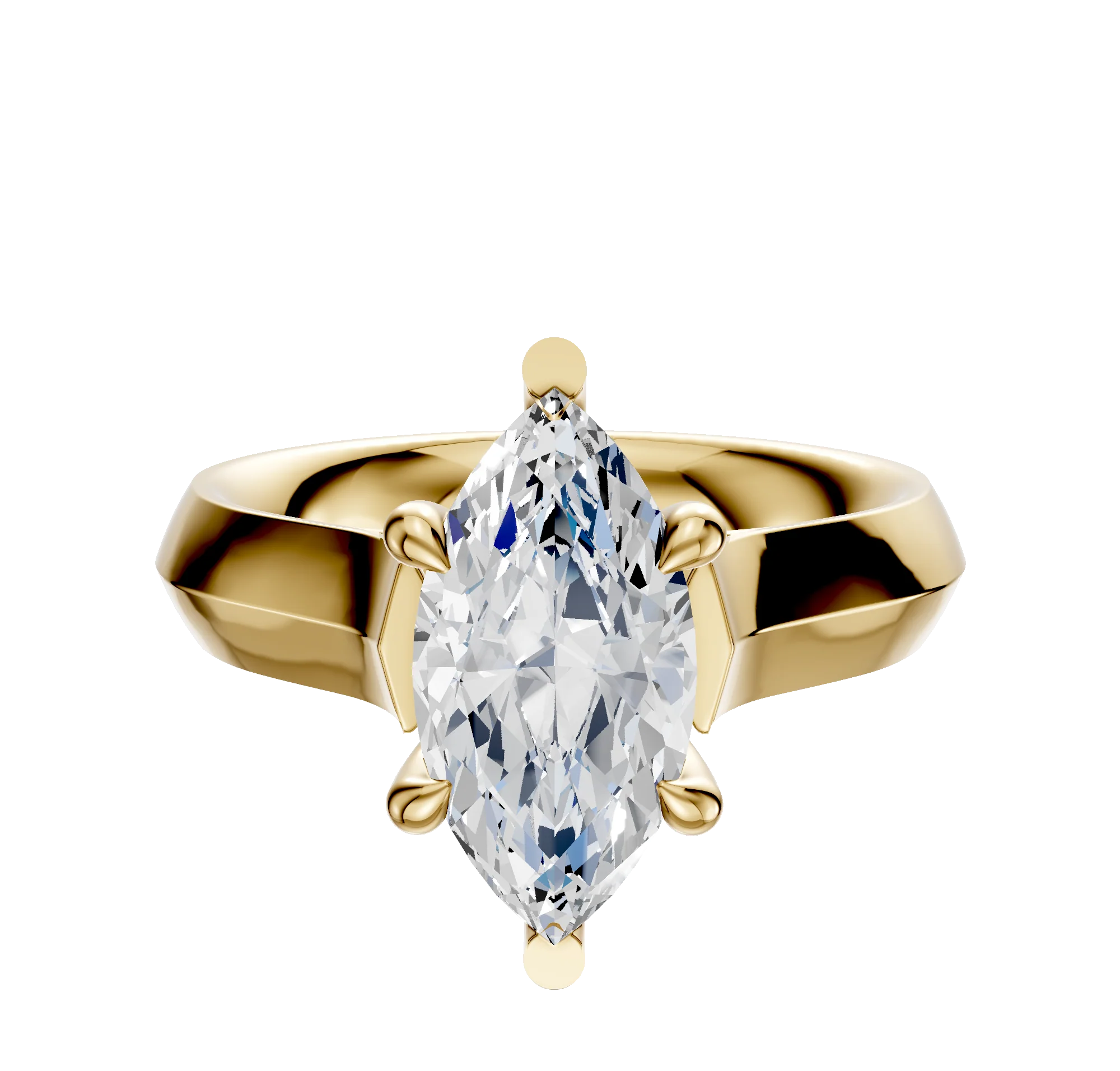 14K Yellow Gold 6 Prong Basket Cathedral Knife Edge 4.0mm Engagement Ring