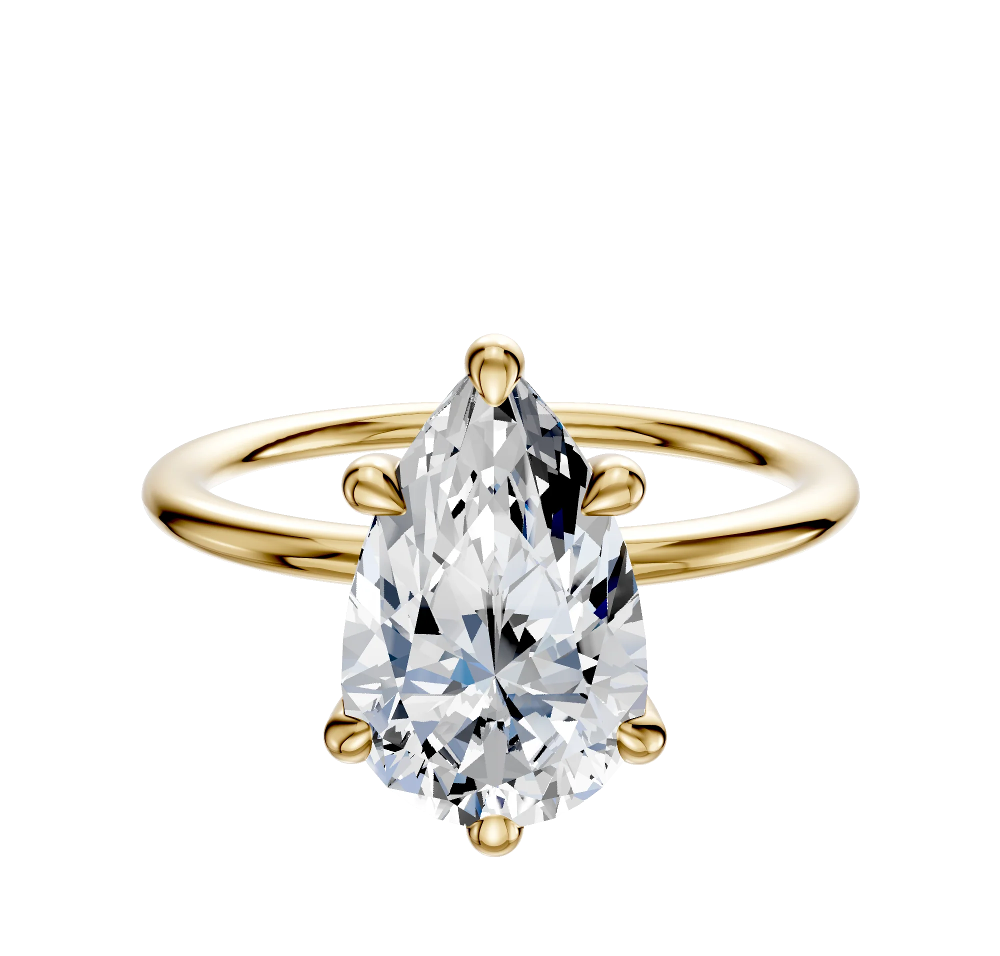 14K Yellow Gold 6 Prong Basket Classic Dome 1.5mm Engagement Ring