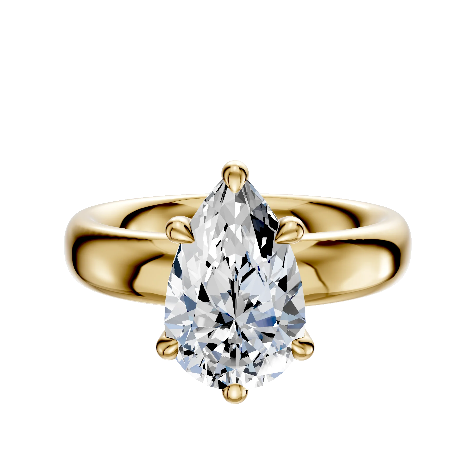 14K Yellow Gold 6 Prong Basket Classic Dome 4.0mm Engagement Ring