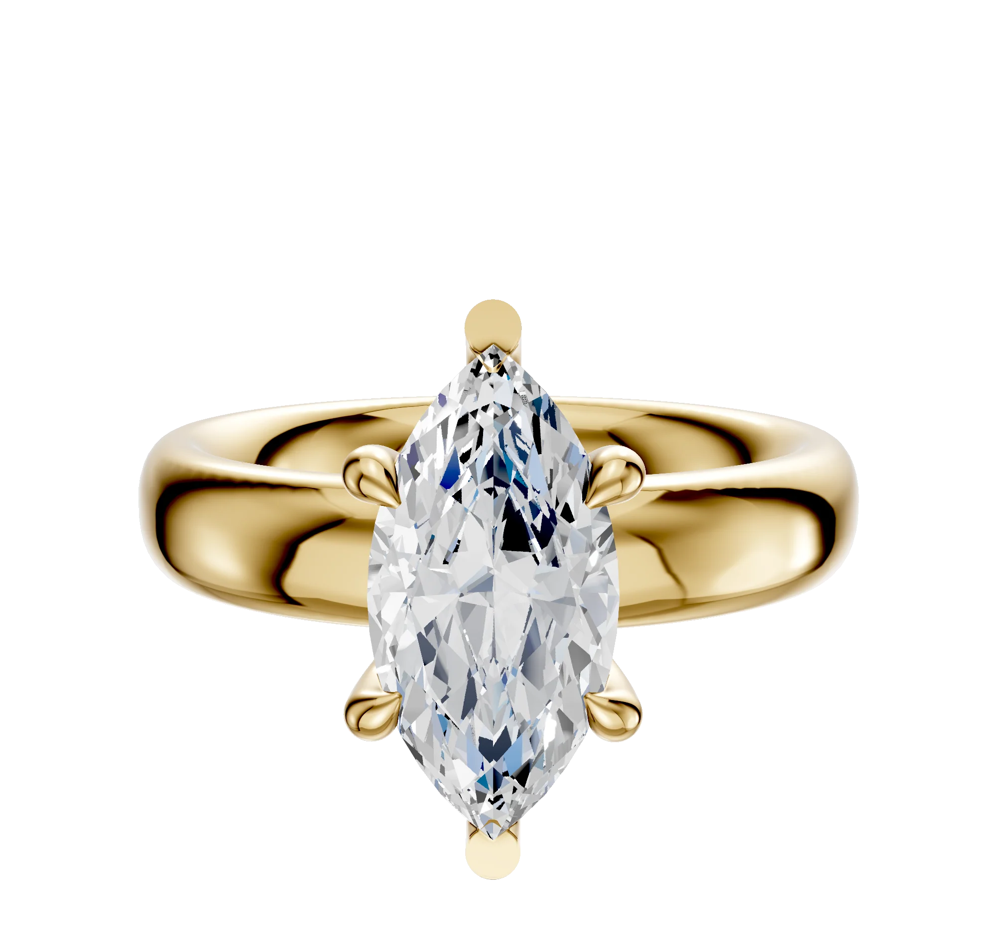 14K Yellow Gold 6 Prong Basket Classic Dome 4.0mm Engagement Ring