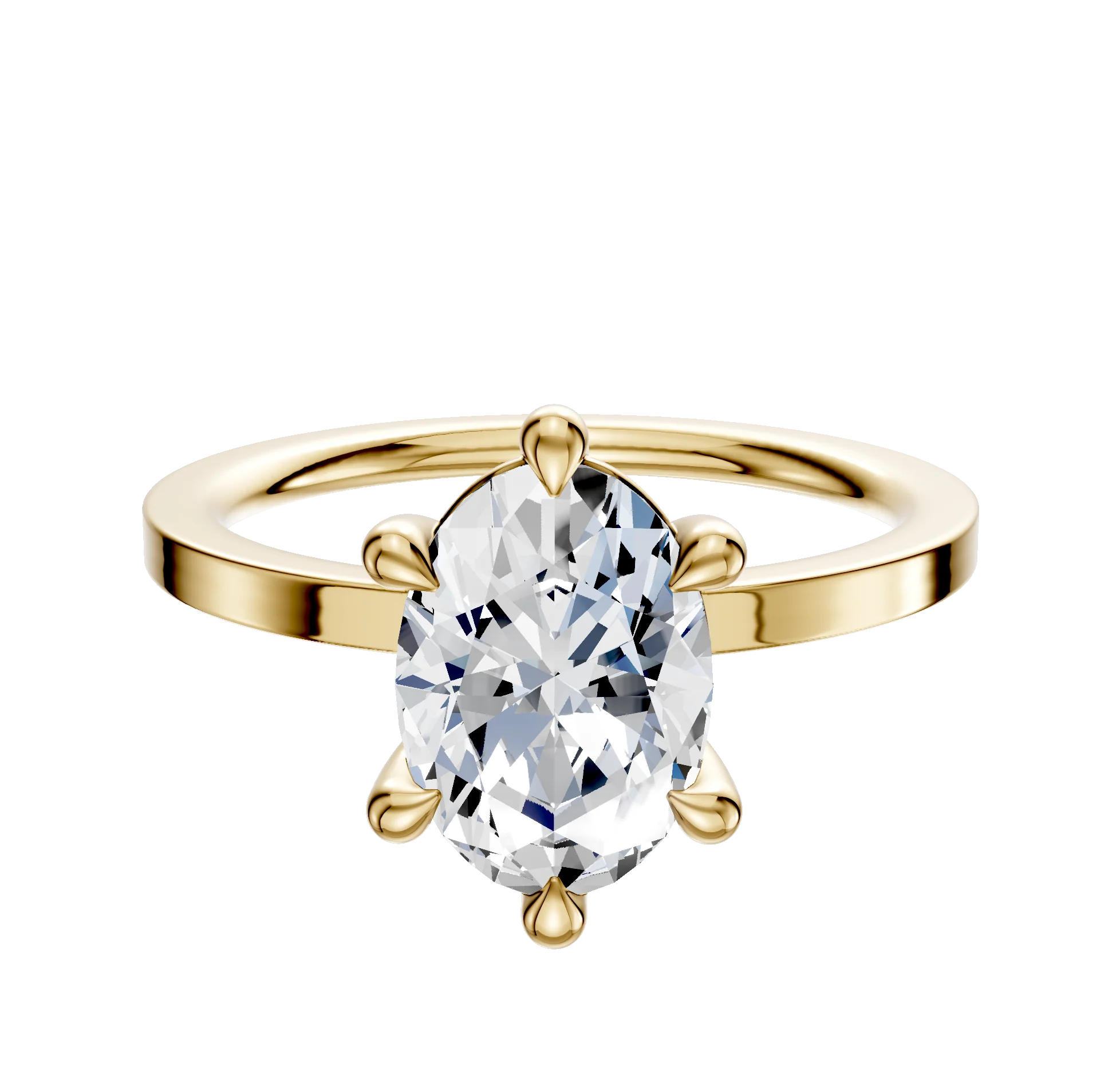 14K Yellow Gold 6 Prong Basket Classic Flat 1.5mm Engagement Ring