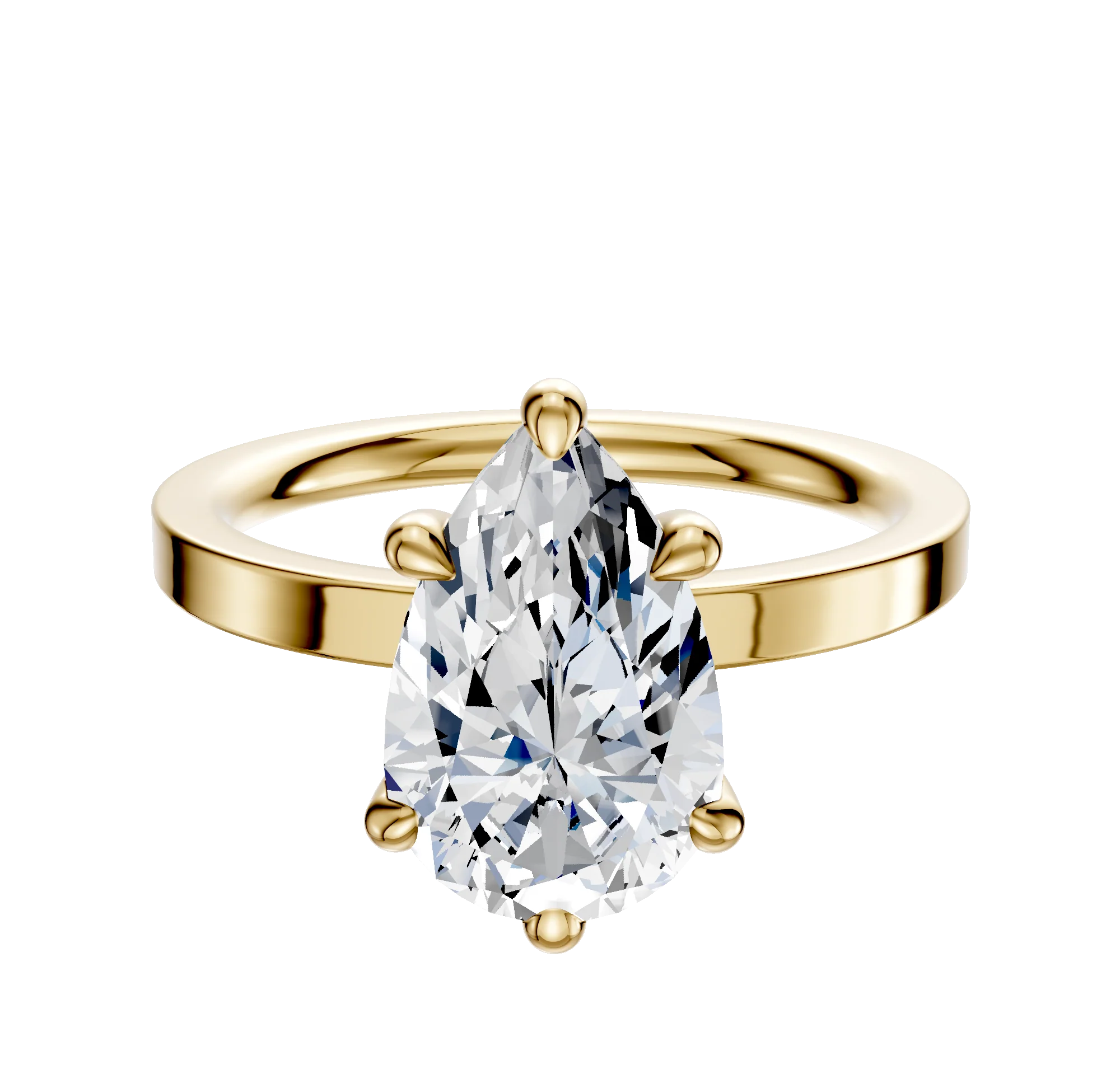 14K Yellow Gold 6 Prong Basket Classic Flat 2.0mm Engagement Ring