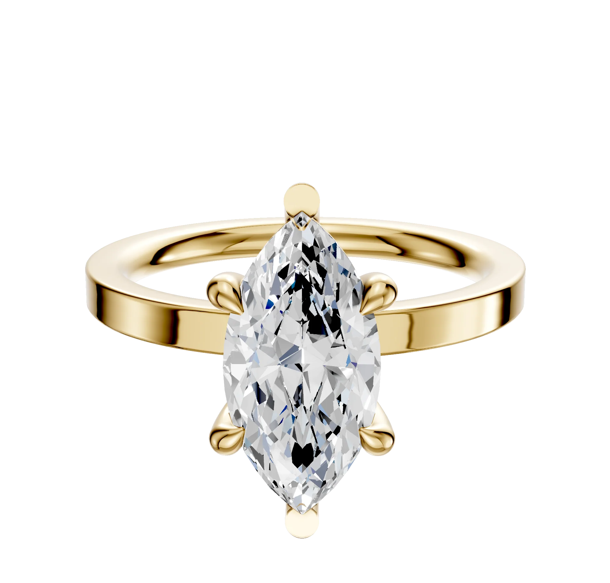 14K Yellow Gold 6 Prong Basket Classic Flat 2.0mm Engagement Ring