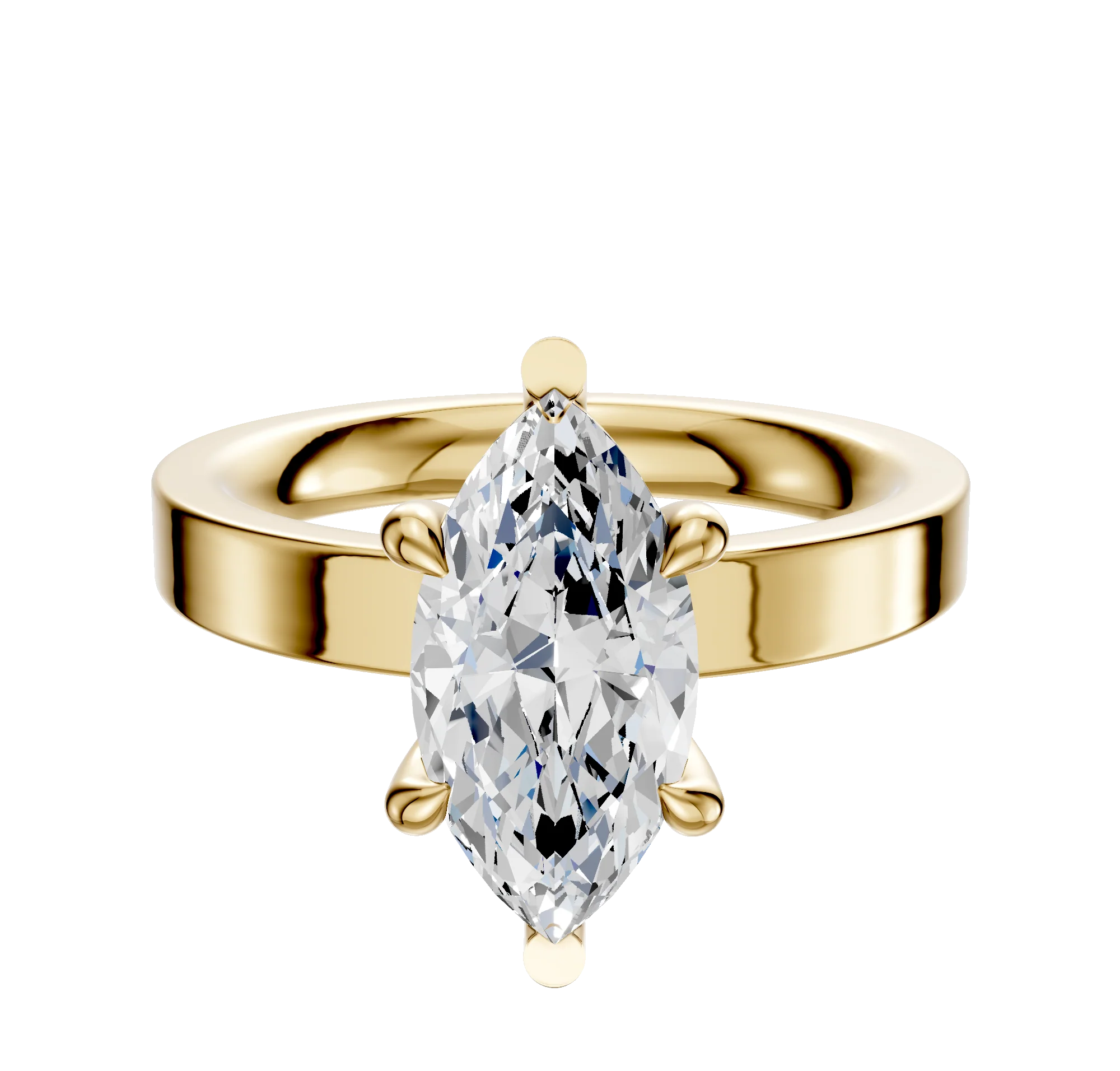 14K Yellow Gold 6 Prong Basket Classic Flat 3.0mm Engagement Ring