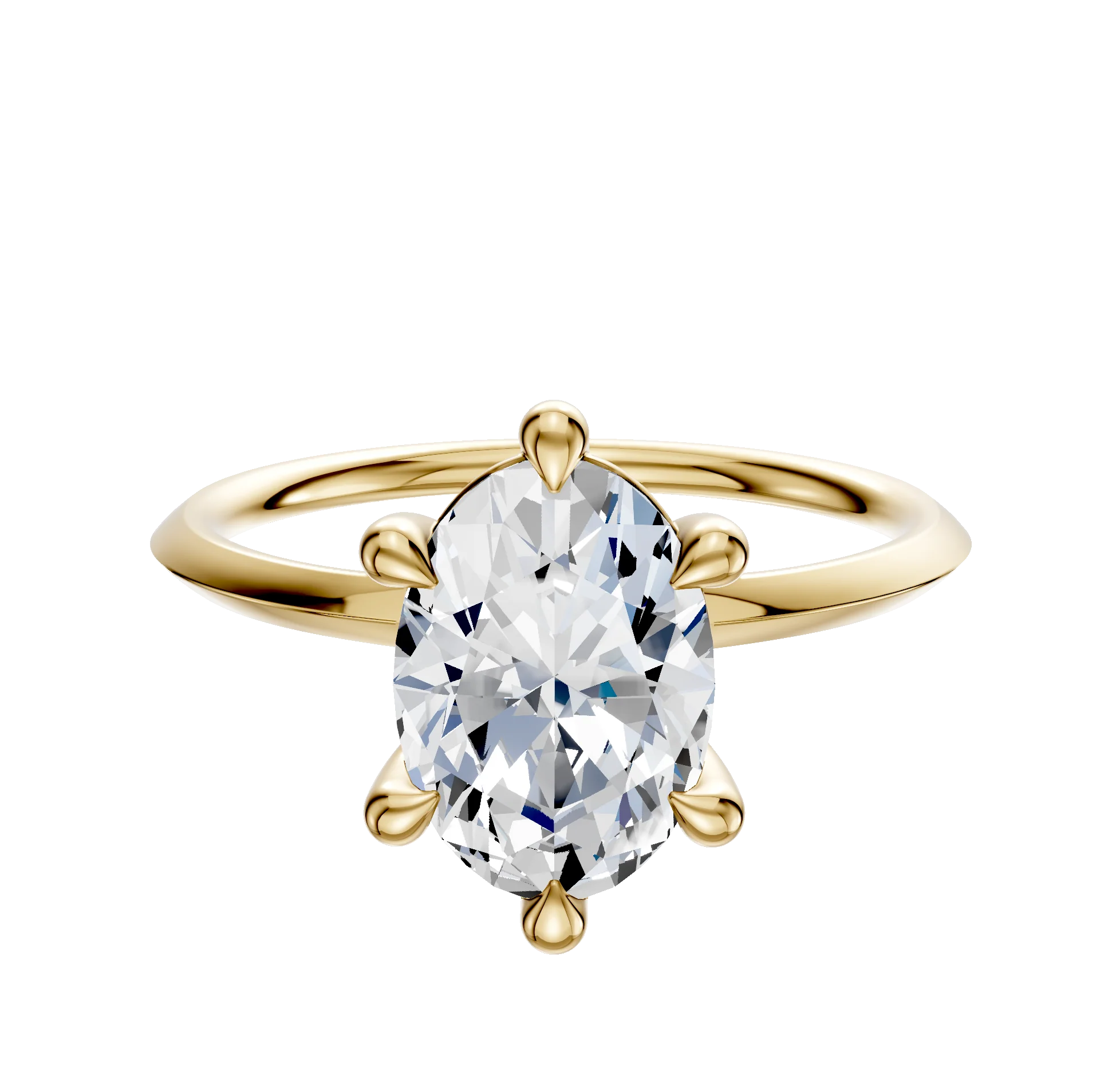 14K Yellow Gold 6 Prong Basket Classic Knife Edge 1.5mm Engagement Ring