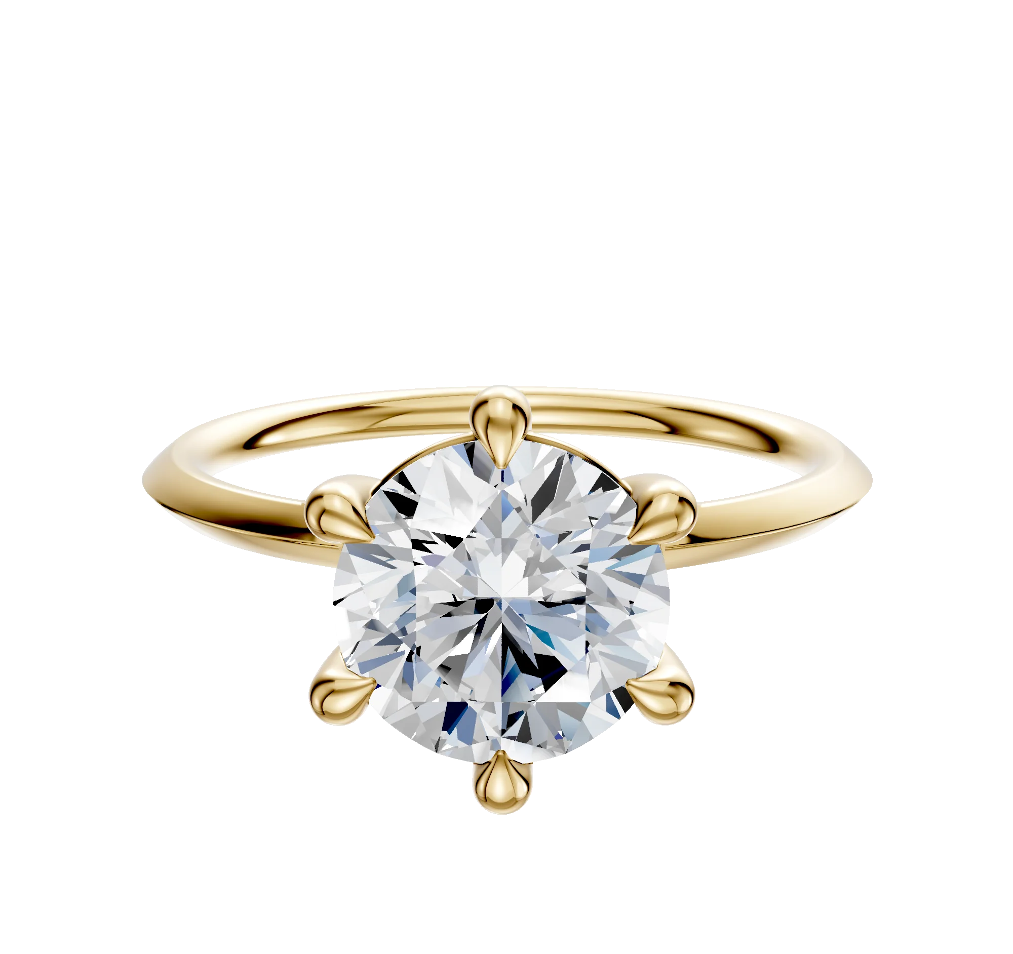 14K Yellow Gold 6 Prong Basket Classic Knife Edge 1.5mm Engagement Ring