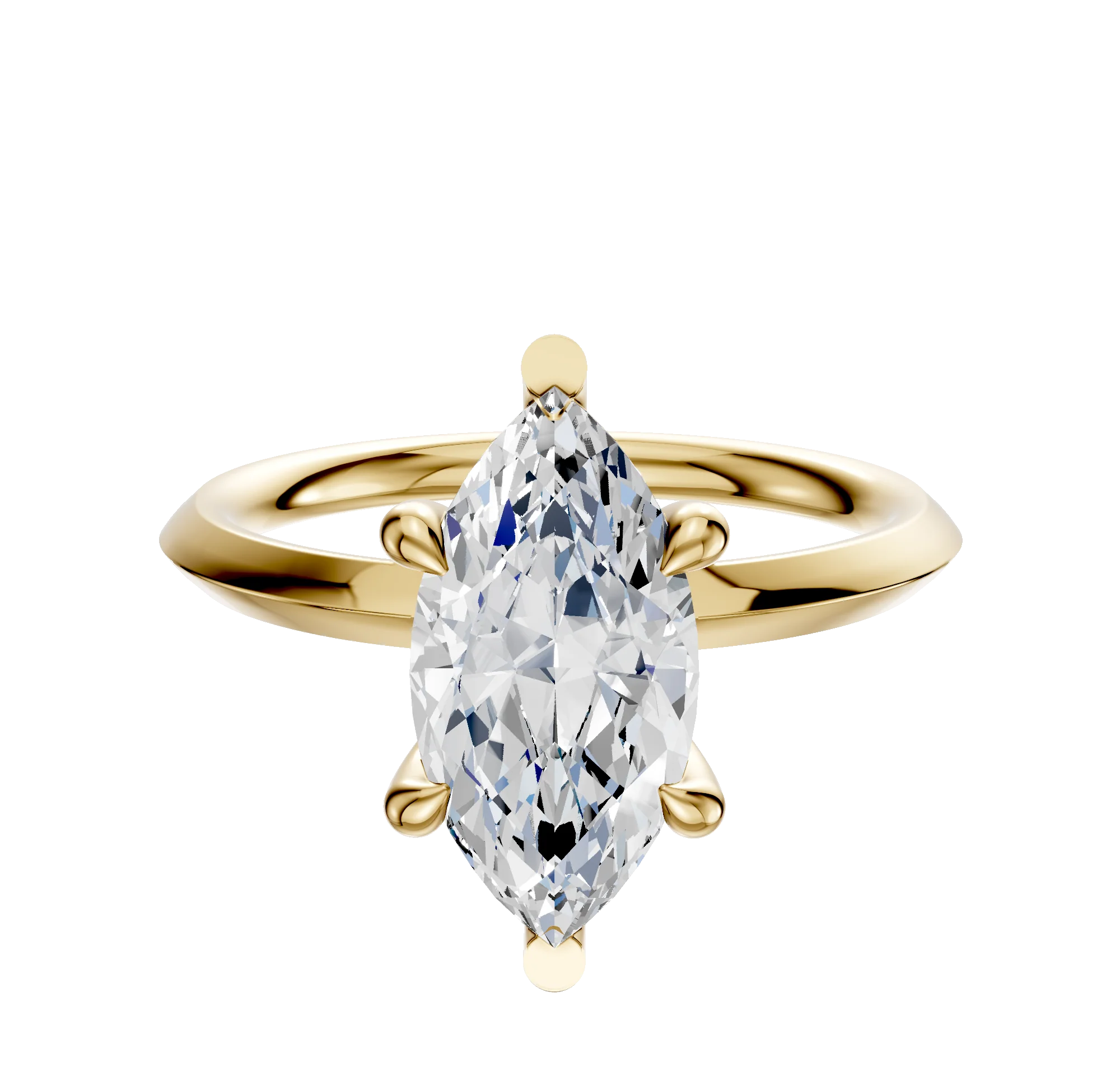 14K Yellow Gold 6 Prong Basket Classic Knife Edge 2.0mm Engagement Ring