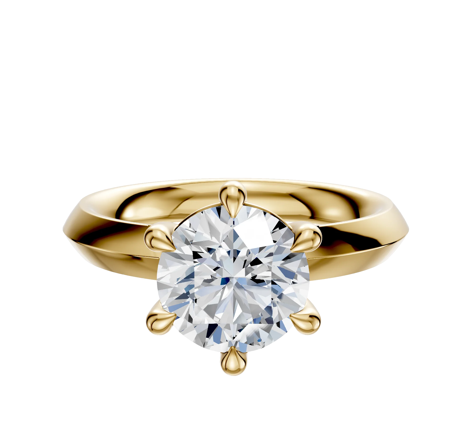 14K Yellow Gold 6 Prong Basket Classic Knife Edge 3.0mm Engagement Ring