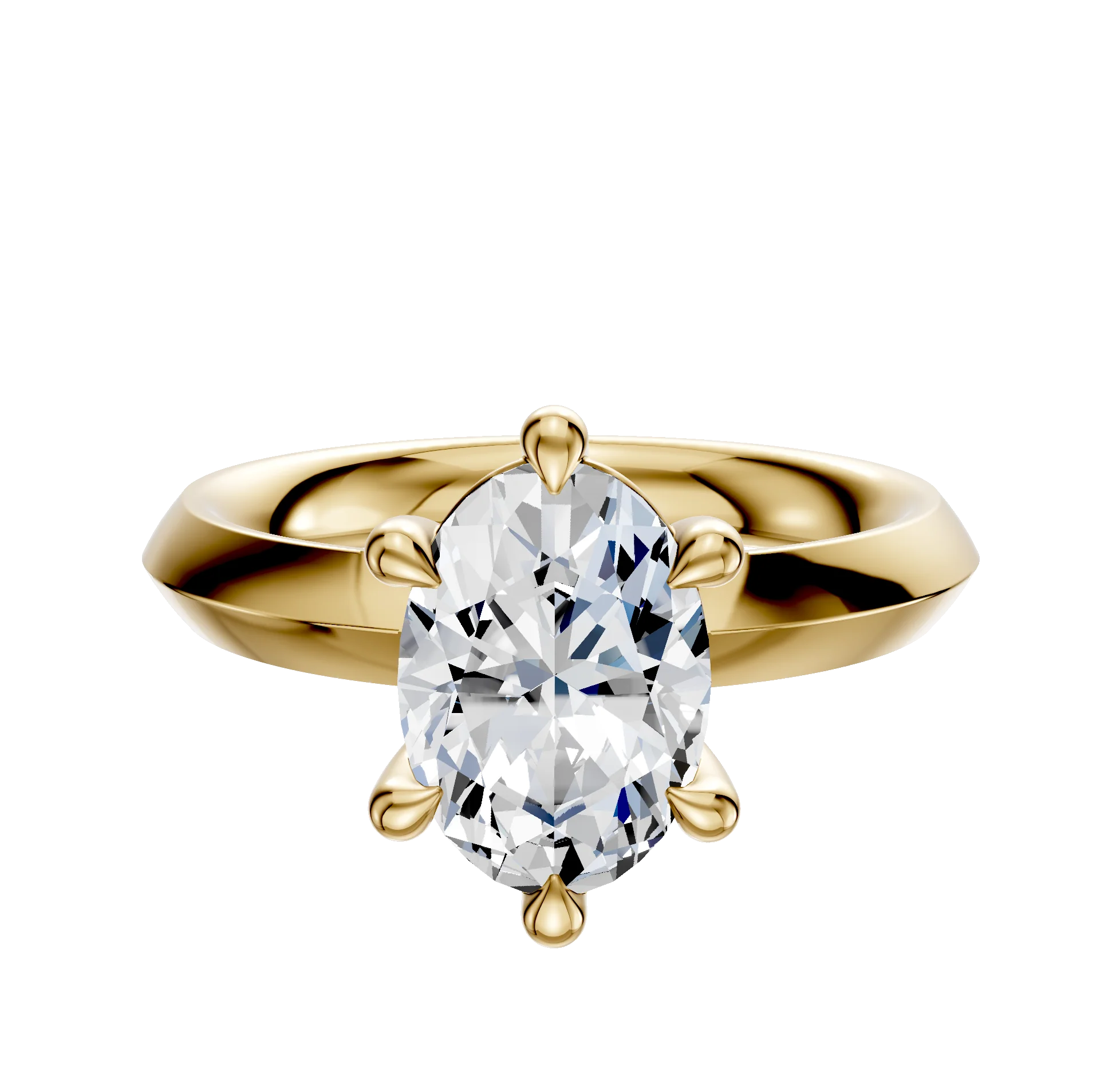 14K Yellow Gold 6 Prong Basket Classic Knife Edge 3.0mm Engagement Ring