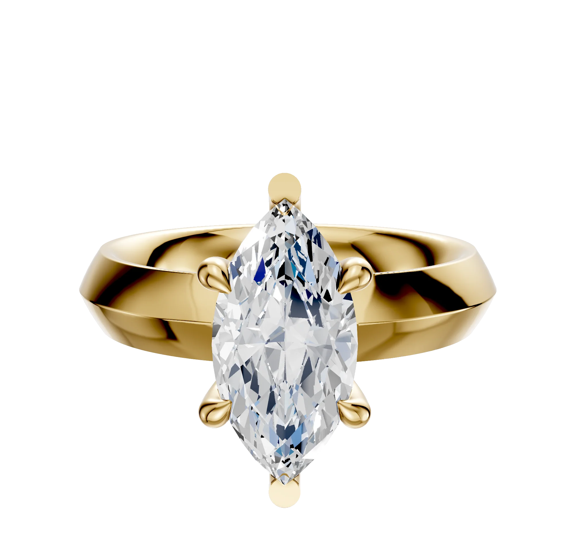 14K Yellow Gold 6 Prong Basket Classic Knife Edge 4.0mm Engagement Ring