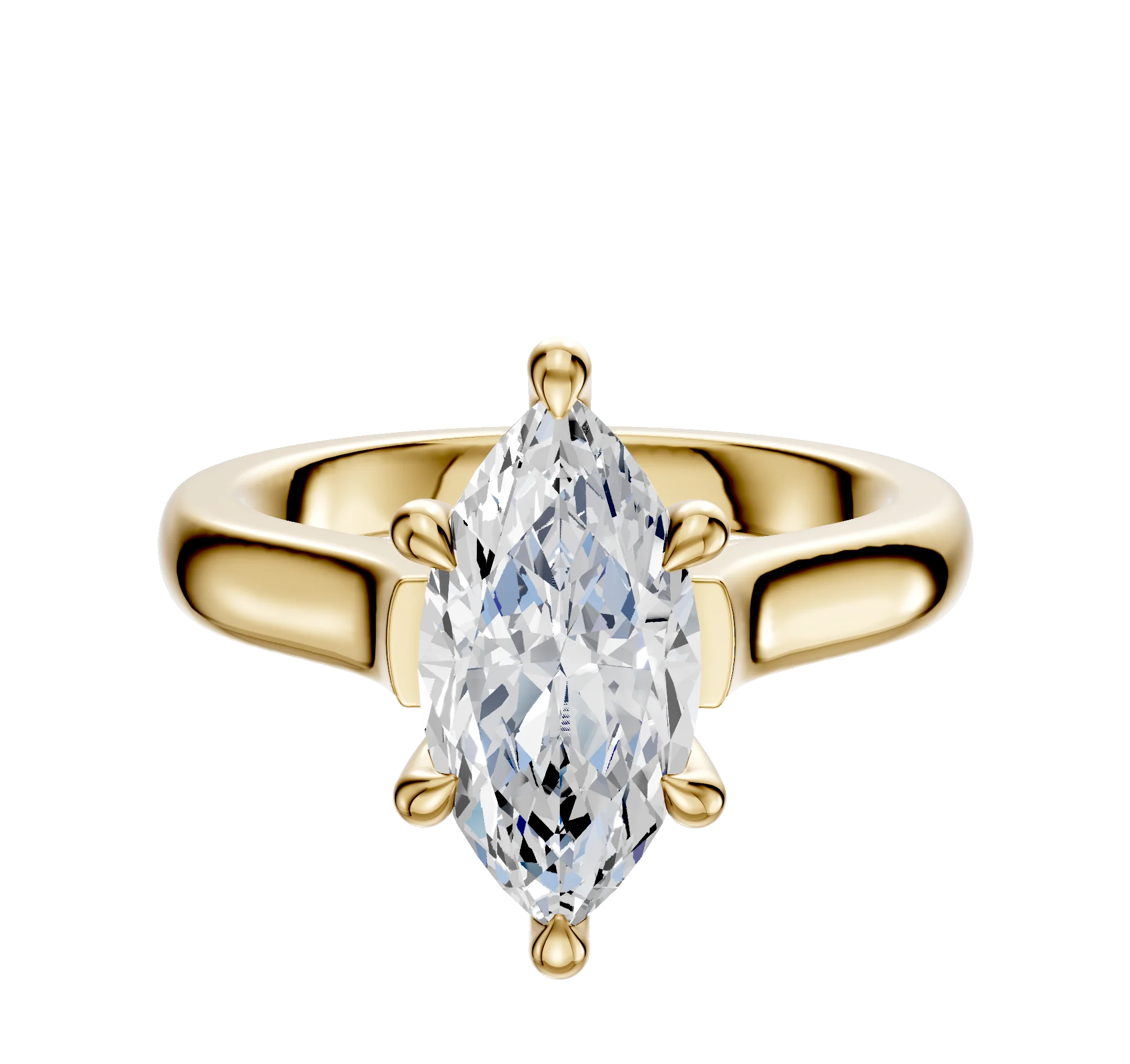 14K Yellow Gold 6 Prong Hidden Halo Cathedral Dome 3.0mm Engagement Ring