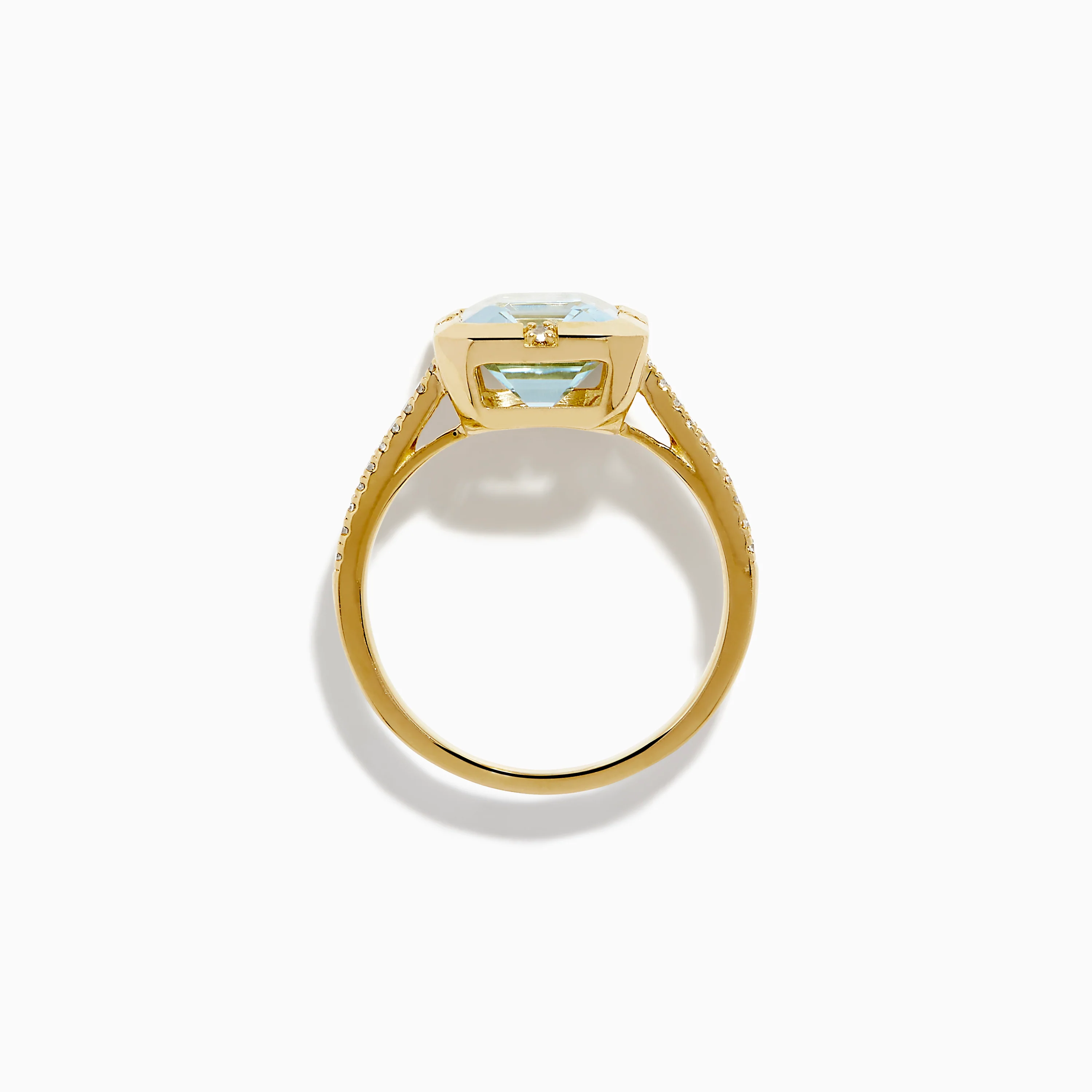 14K Yellow Gold Aquamarine and Diamond Bezel Solitaire Ring - Image 3